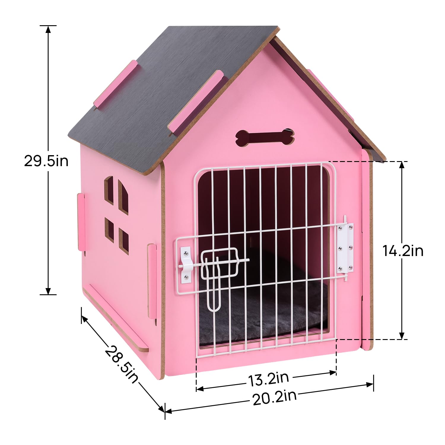 Cozy Wooden Indoor Dog House for Small Dogs & Cats - Ventilated Design with Elevated Floor, Warm Pet Cave (Large, Pink) - Perfect for Living Rooms, Bedrooms & Pet-Friendly Spaces