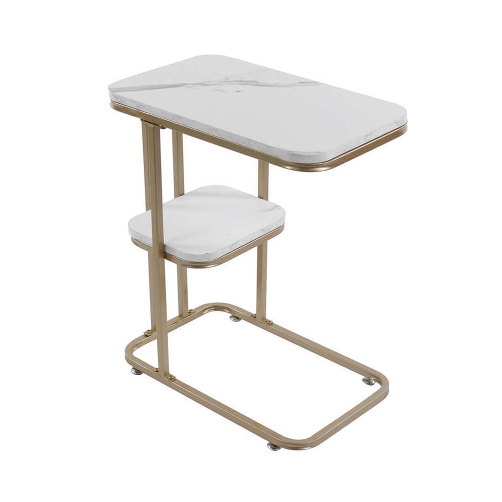 Rustic Wrought Iron C-Shaped Coffee Table - Small Side Table for Sofa, Living Room & Bedroom - Home Decor Furniture (Color: A) - Perfect for Holding Drinks, Books & Decor in Compact Spaces