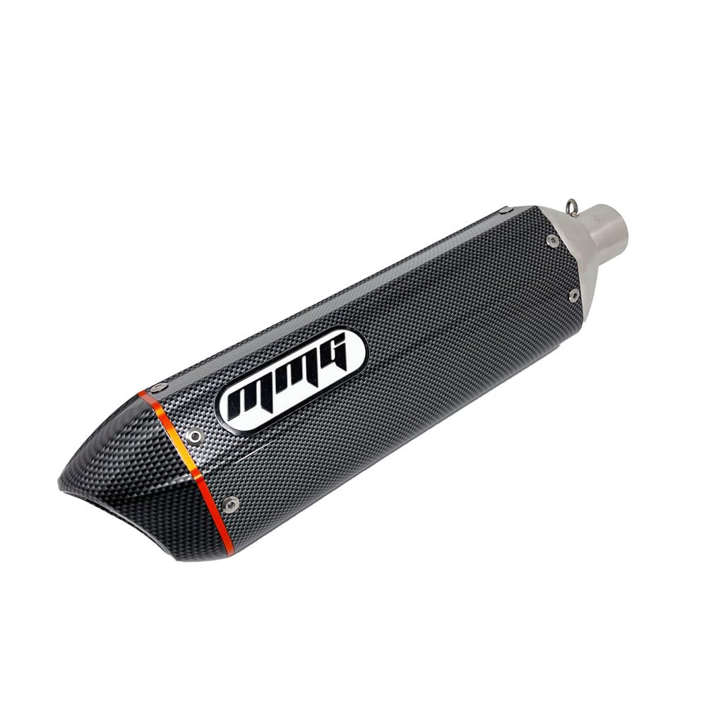 MMG Performance Exhaust Muffler for GY6 125cc 150cc 4-Stroke Scooters - Carbon Fiber Finish - High Flow Stainless Steel - Enhanced Power & Sound - Perfect for Street Riding & Commuting