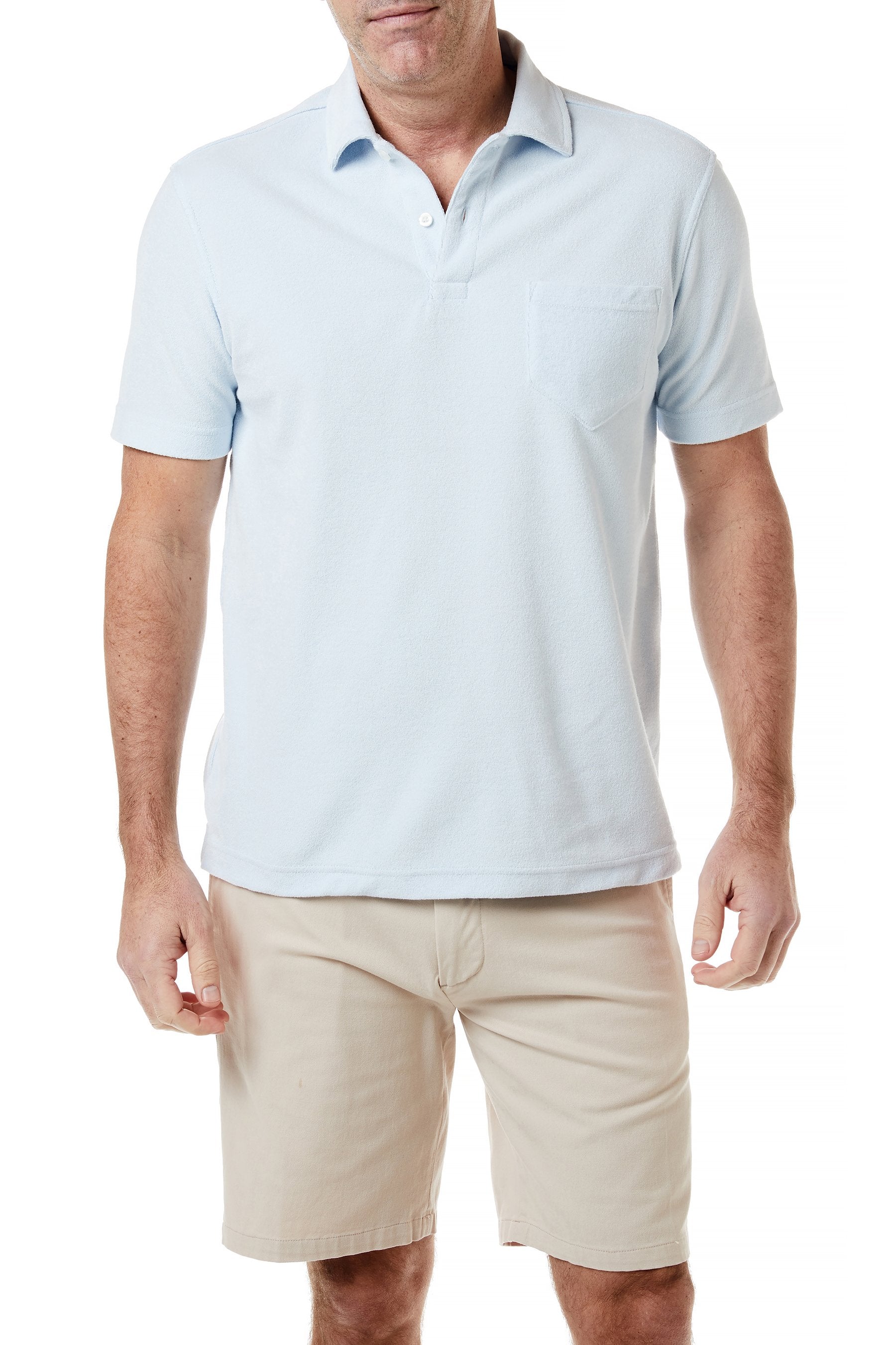 Premium Terry Cloth Polo Shirt for Men - Soft & Breathable Sky Blue Casual Shirt - Perfect for Golf, Summer Outings & Relaxing at Home