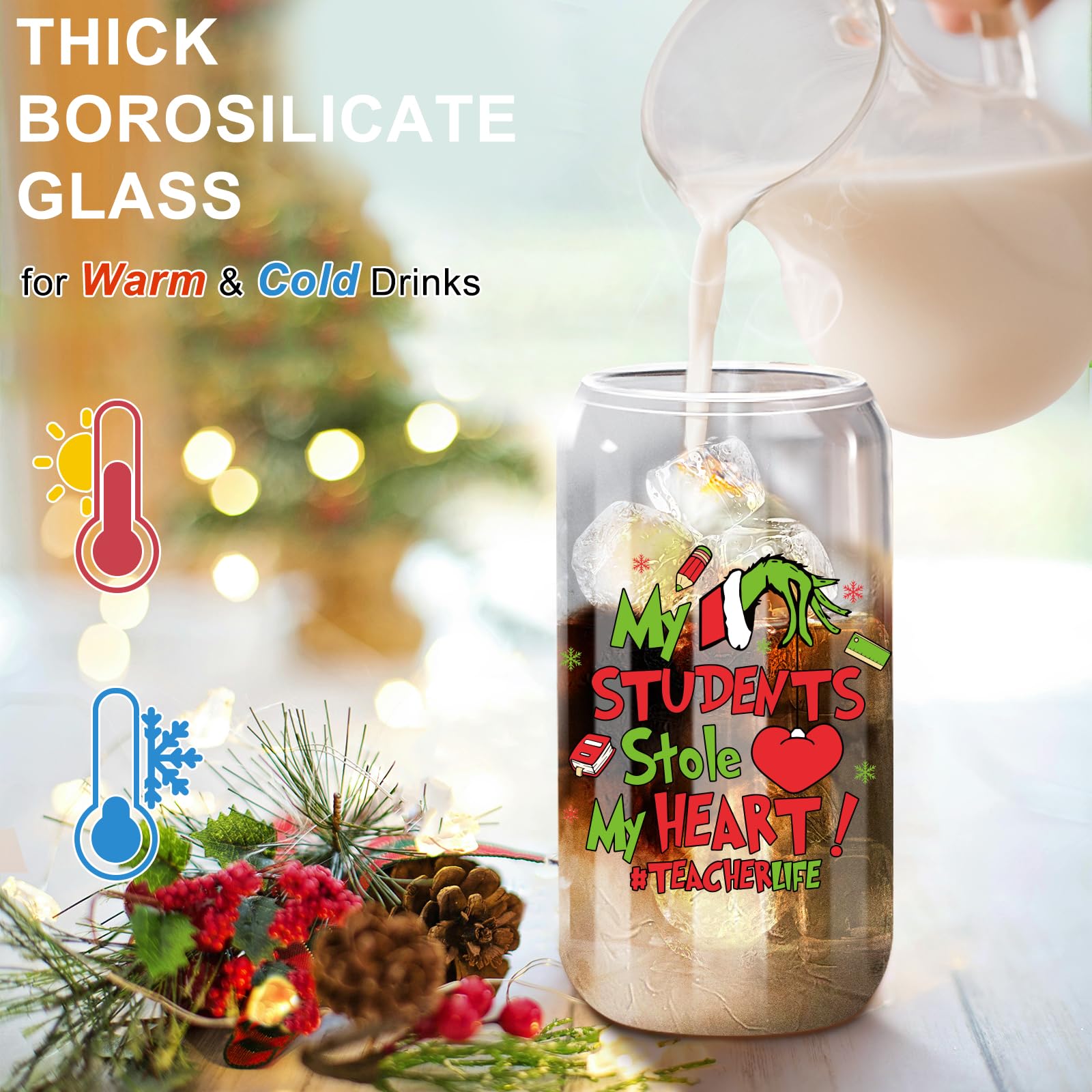 **16oz Funny Christmas Grin-ch Cups - Best Teacher Appreciation Gifts for Women, End of Year Thank You Present from Students - Perfect for Holiday Celebrations & Classroom Use**