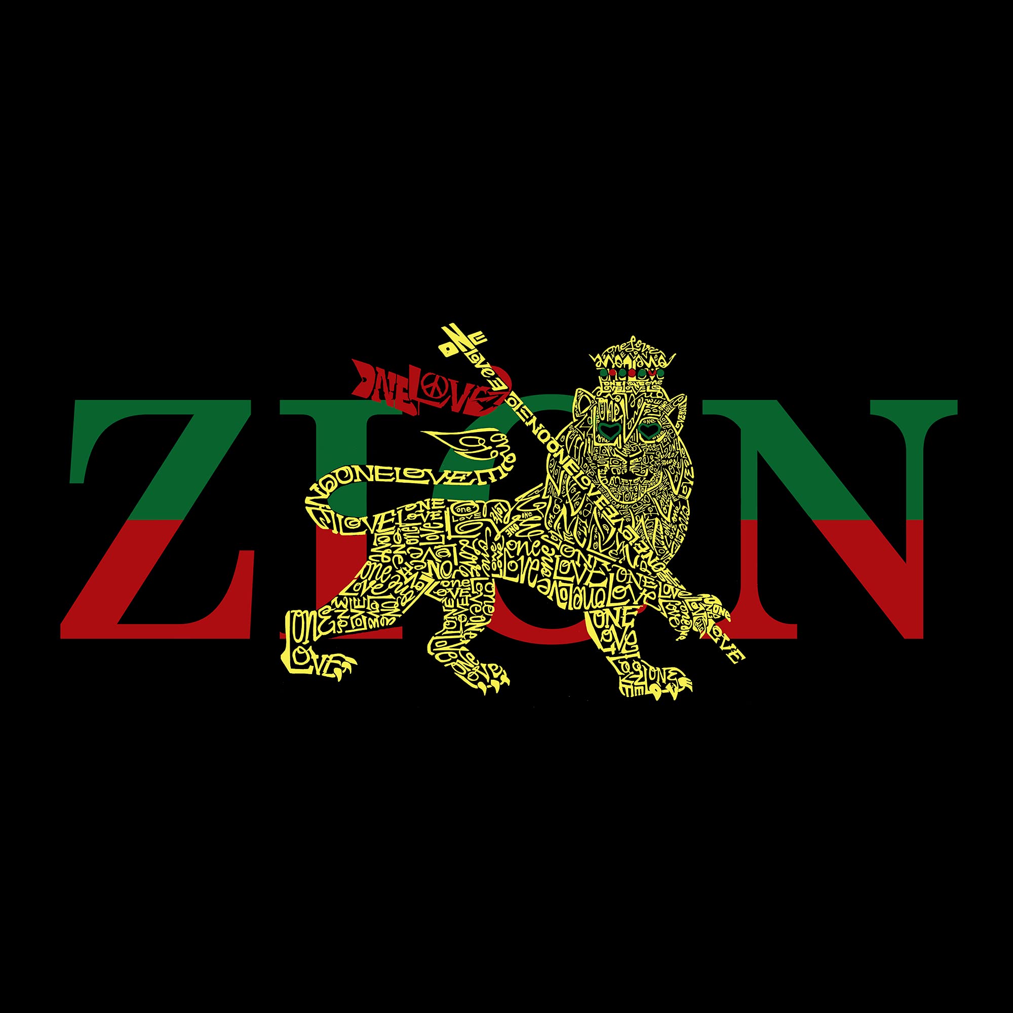 LA POP ART Women's Word Art T-Shirt - Zion - One Love Graphic Tee | Trendy Casual Streetwear for Women | Perfect for Concerts, Festivals & Everyday Wear