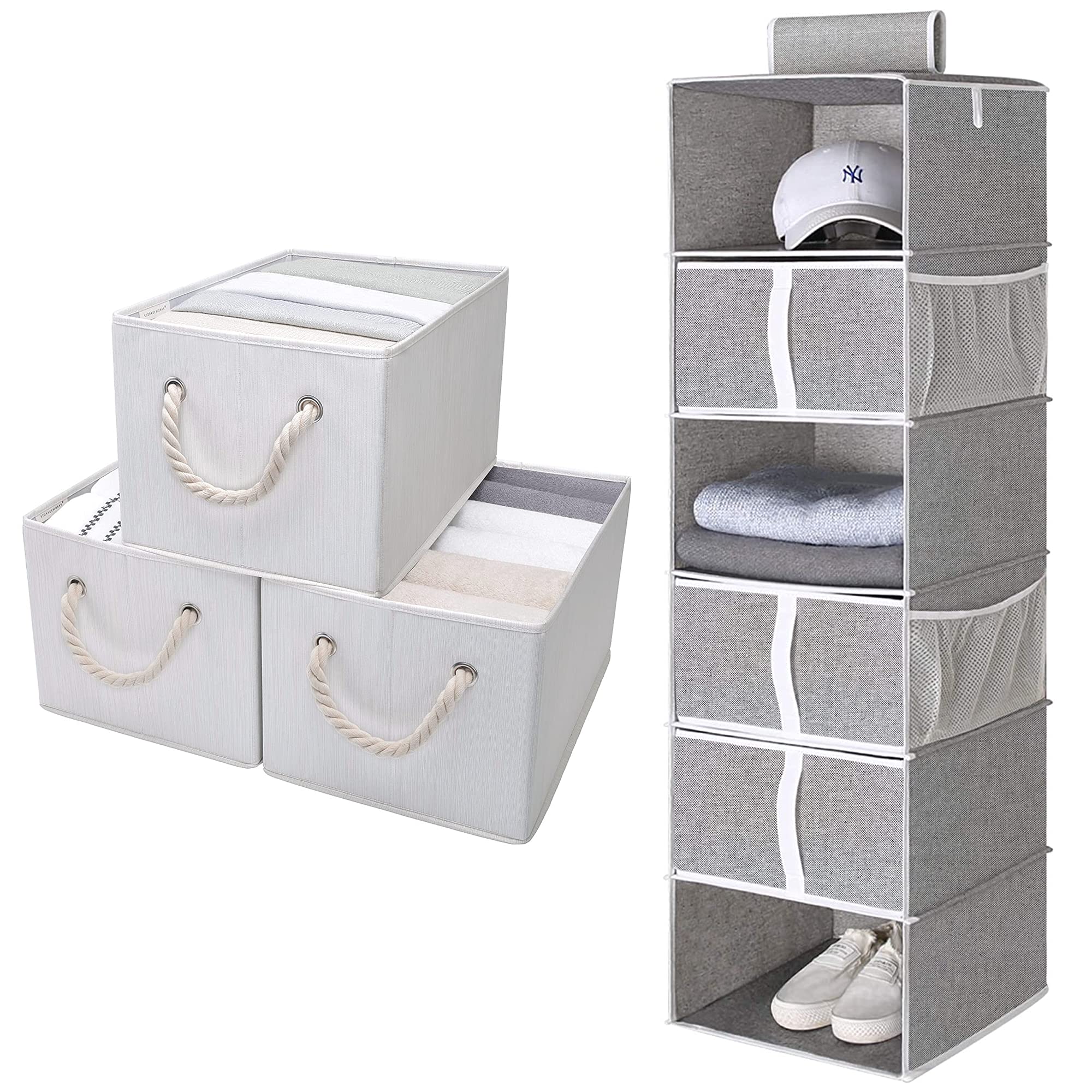 StorageWorks 6-Piece Plastic Storage Bin Set - Organize Closet, Kitchen, Office & Kids Toys - Durable Stackable Bins for Home Organization