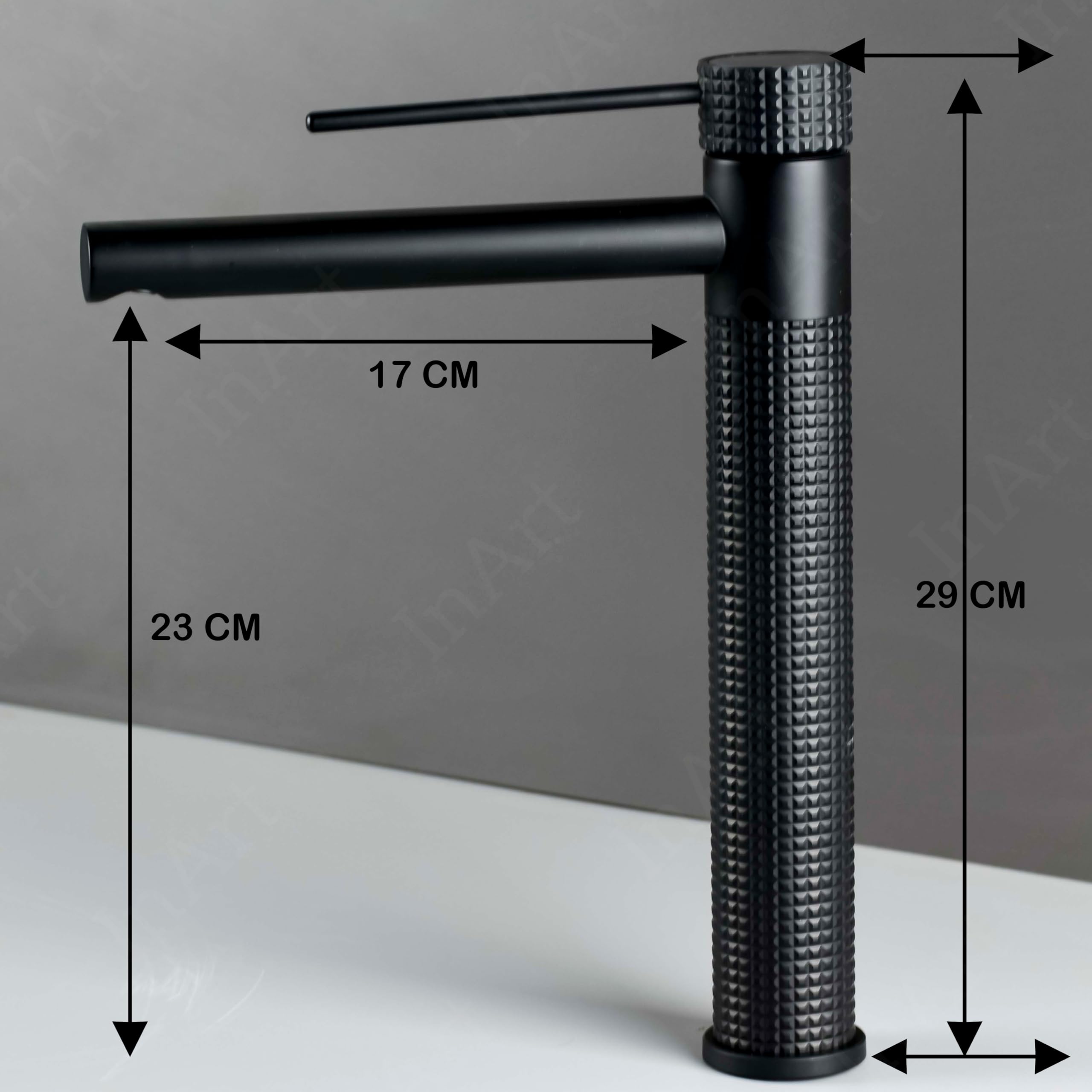 InArt Single Lever Bathroom Sink Faucet - 12 Inch Matte Black Brass Deck Mount Mixer Tap with Hot & Cold Water - Perfect for Modern Vanities, Powder Rooms & Guest Bathrooms