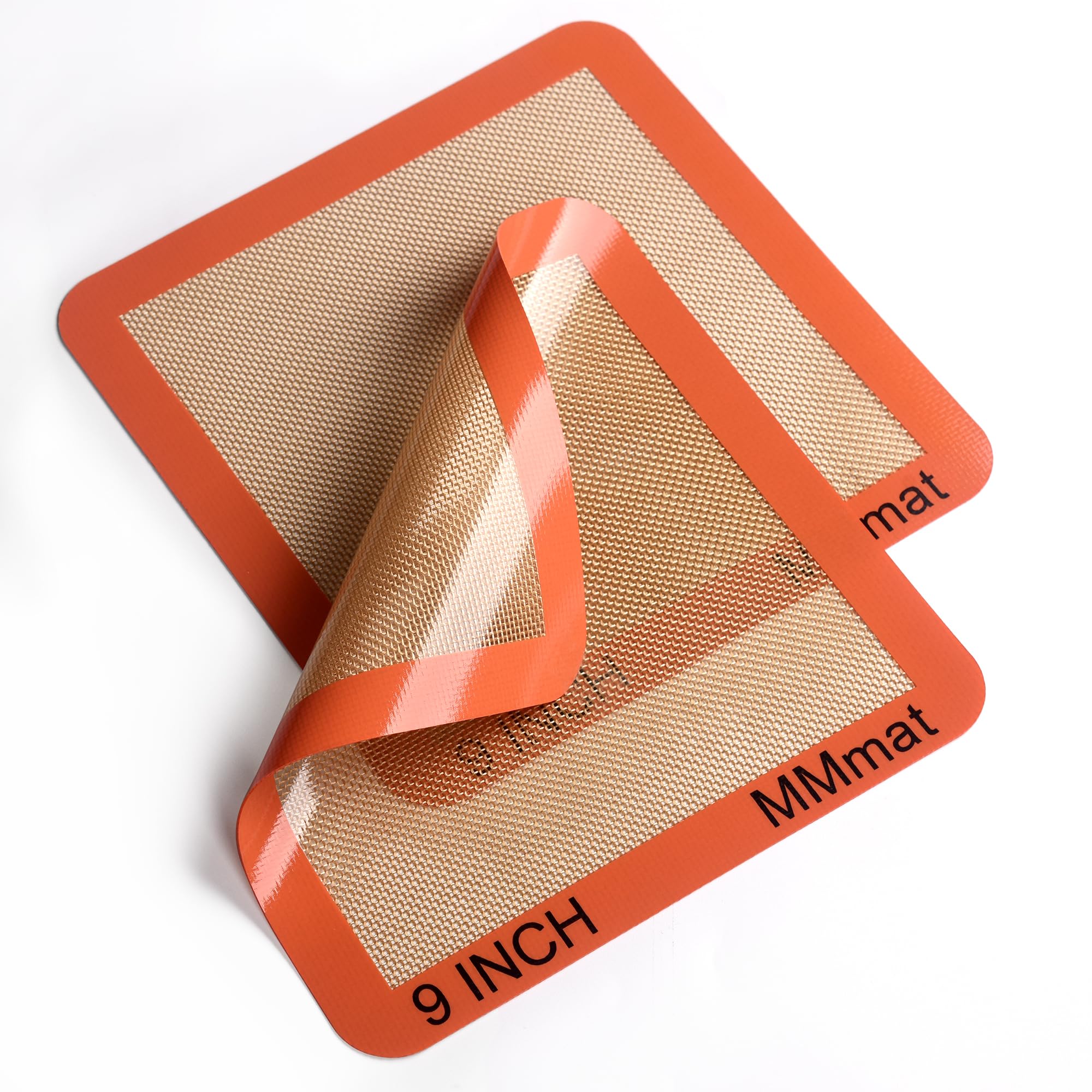 Non-Stick Silicone Baking Mats Set of 2 - 9 Inch Square Reusable Air Fryer Liners - Premium German Quality for Baking, Roasting & Cooking - Perfect for Cookies, Pizza & Air Fryer Meals