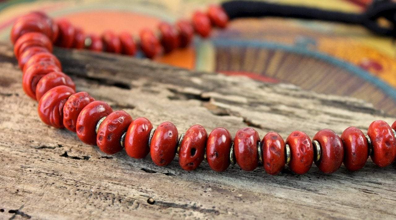 Authentic Tibetan Coral Beaded Necklace for Women | Handmade Buddhist Prayer Jewelry | Perfect for Meditation, Yoga & Spiritual Gifts