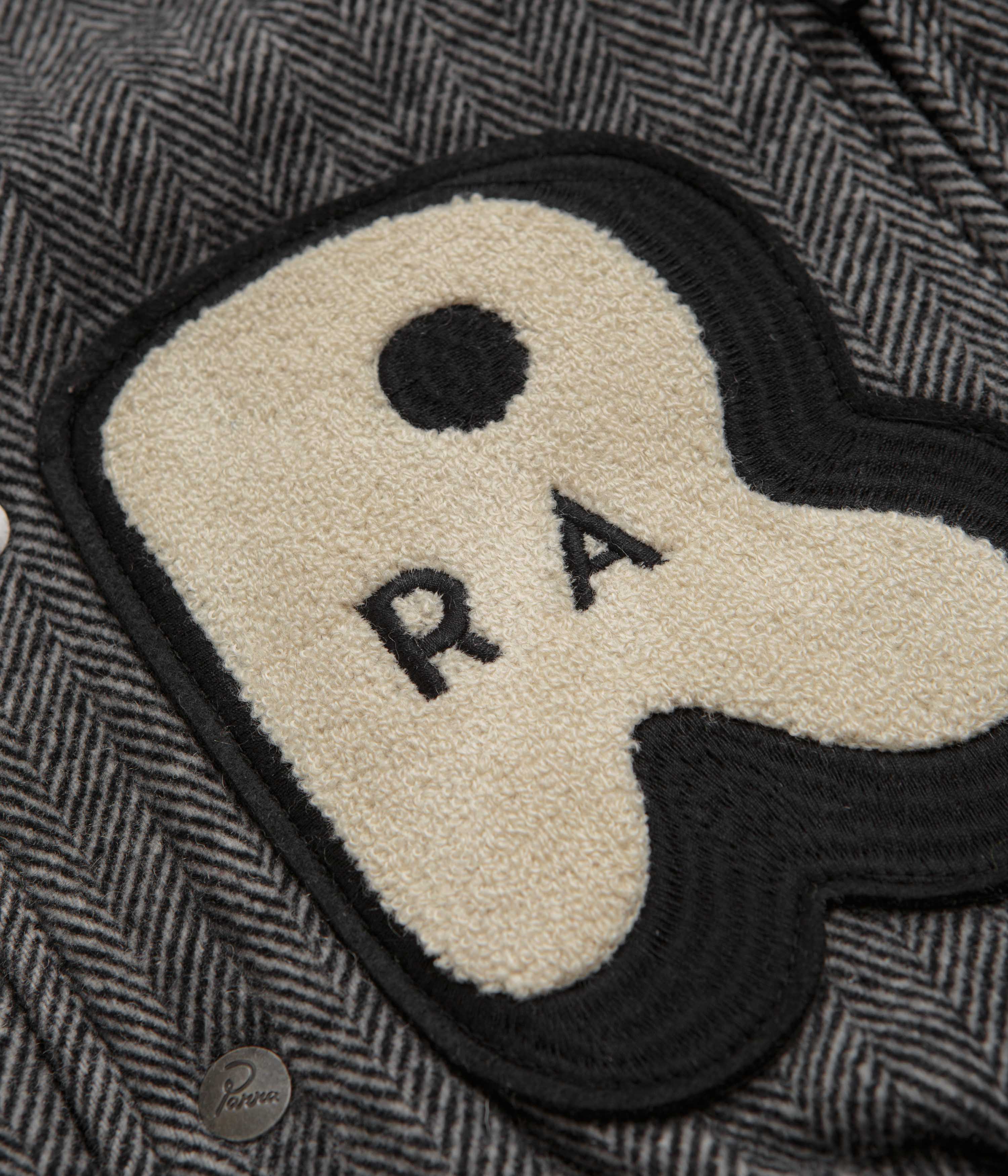 Parra Rounded Par Varsity Jacket for Men - Dark Grey Vintage Baseball Jacket | Stylish Casual Wear for Street Fashion & College Campus Outfits