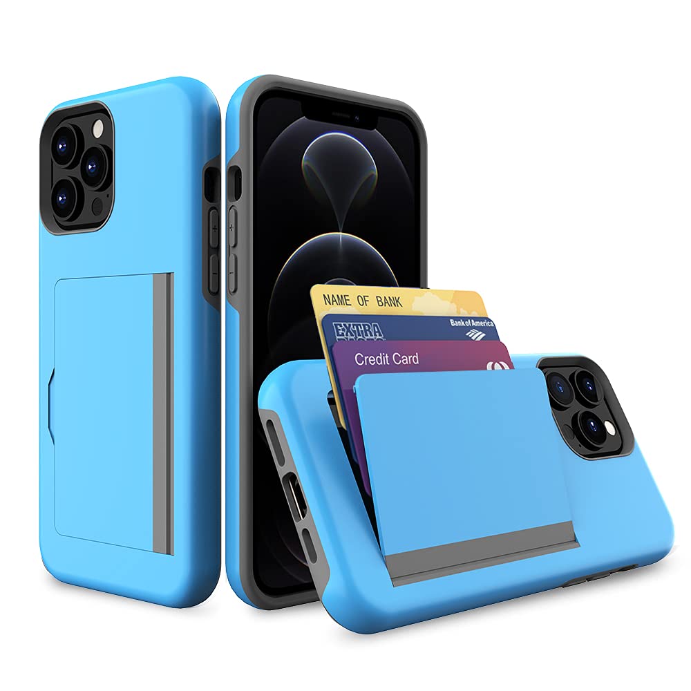Premium iPhone 13 Pro Max Wallet Case with Built-in Card Holder & Credit Card Slots - Shockproof Protective Cover (Blue) - Perfect for Everyday Use, Travel & On-the-Go Convenience