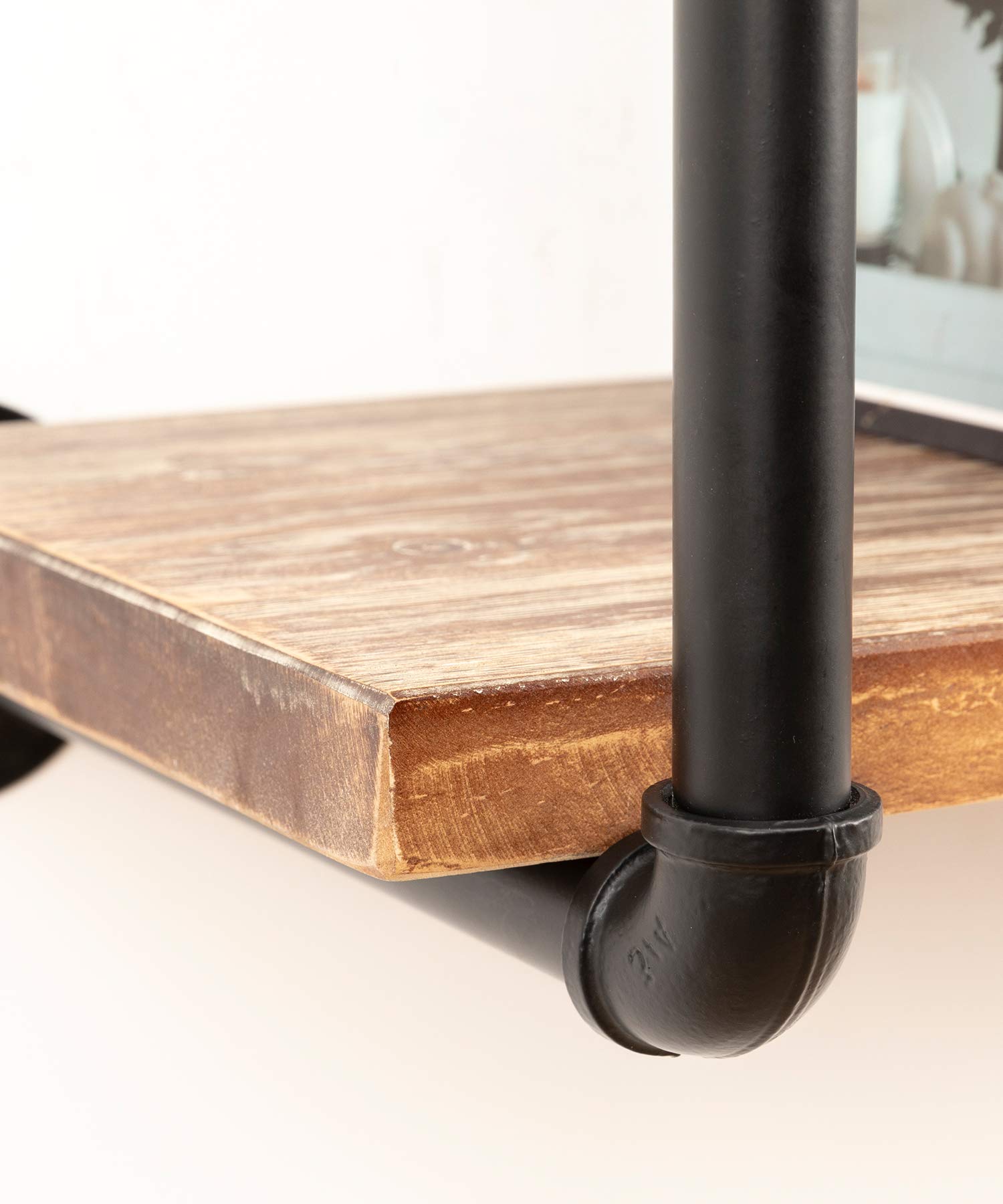 Industrial Wall Mounted Pipe Shelving - Rustic Metal Floating Shelves for Farmhouse, Steampunk & DIY Decor - Real Wood Bookcases & Hanging Shelves - 3-Tier with 2 Boards (24in) - Perfect for Kitchen, Bar, Office & Home Storage Organization
