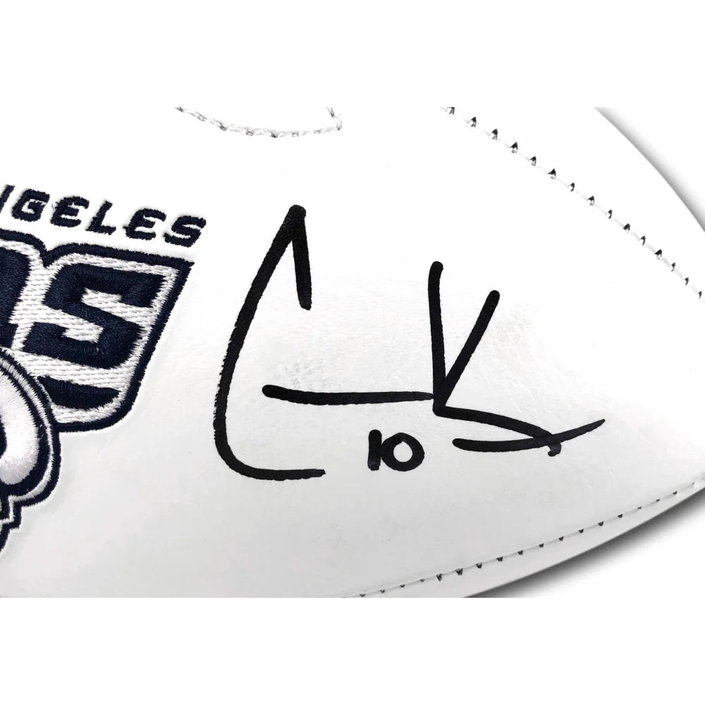 Jared Goff & Cooper Kupp Autographed LA Rams White Football with COA - Perfect for NFL Collectors, Sports Memorabilia Fans & Game Room Decor