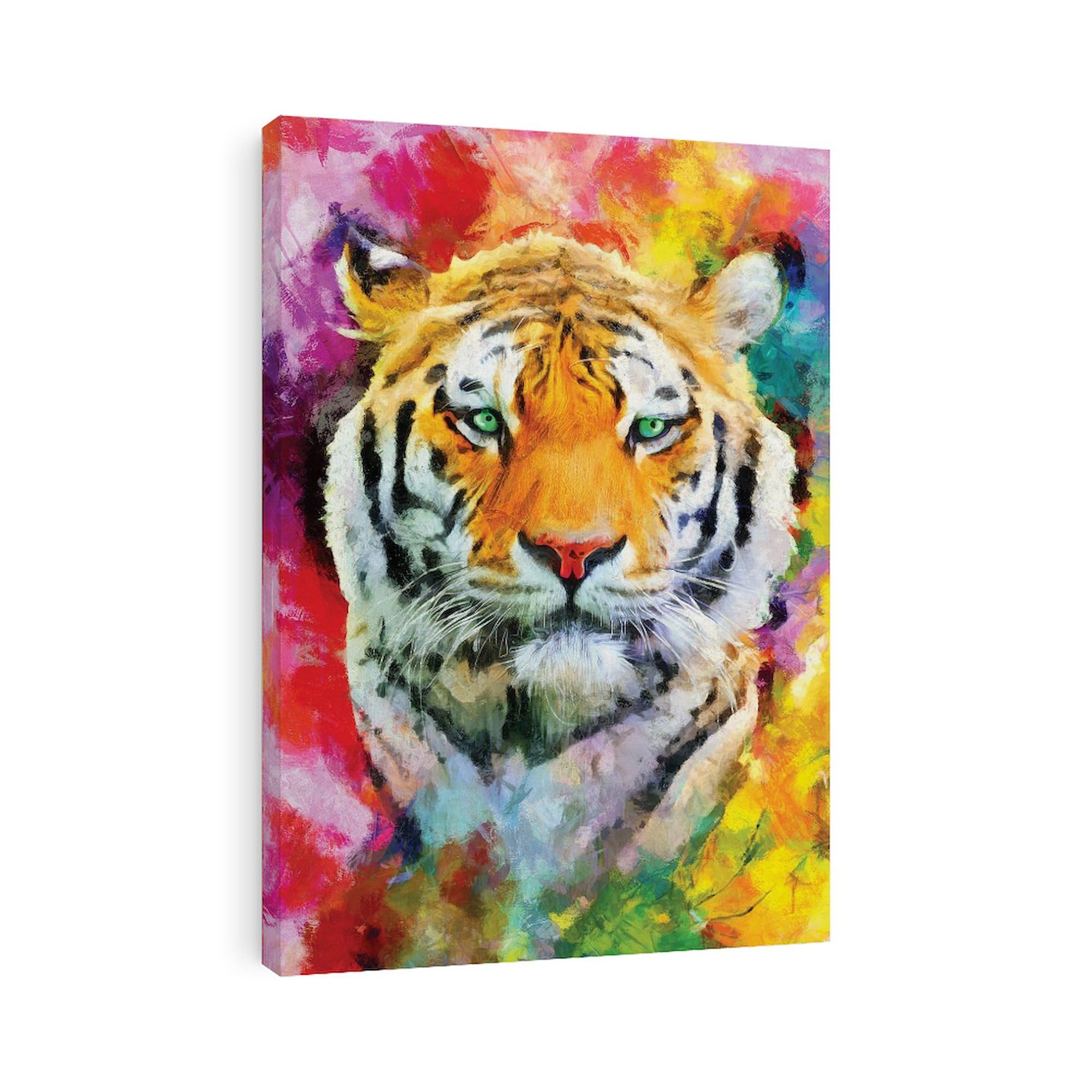 Premium Canvas Wall Art - Stunning Tiger Face Oil Painting - Ready to Hang for Living Room, Bedroom, Office Decor - Perfect for Home & Office Interior Design