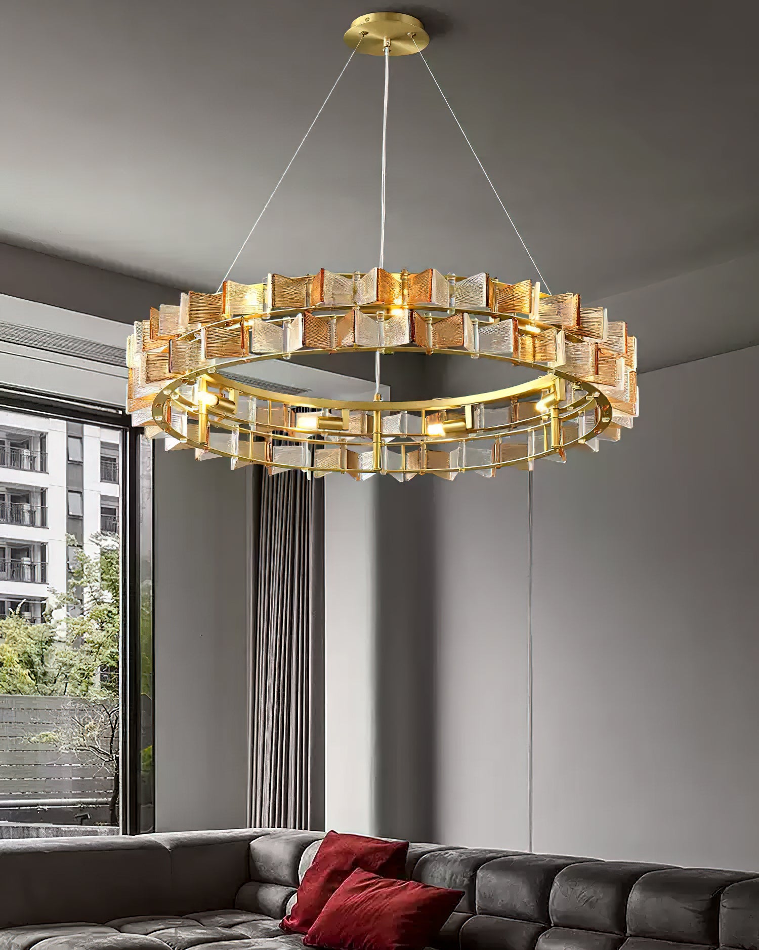 Mariposa Round Chandelier - Elegant Crystal Ceiling Light Fixture for Dining Room, Bedroom & Living Room Decor