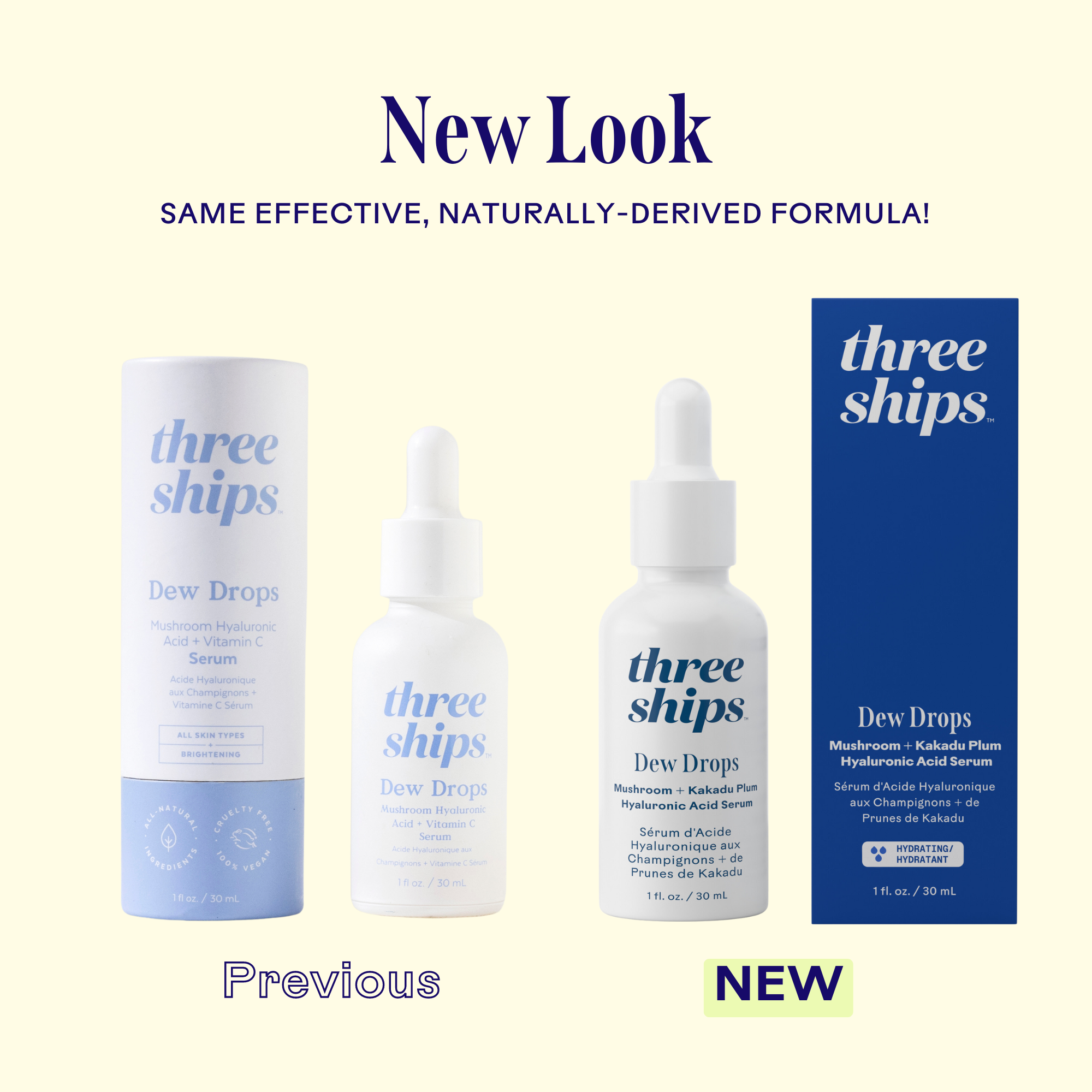 Dew Drops Mushroom & Kakadu Plum Hyaluronic Acid Serum for Face - Hydrating Anti-Aging Facial Treatment for Dry, Sensitive Skin | Day & Night Moisturizer for Glowing Complexion