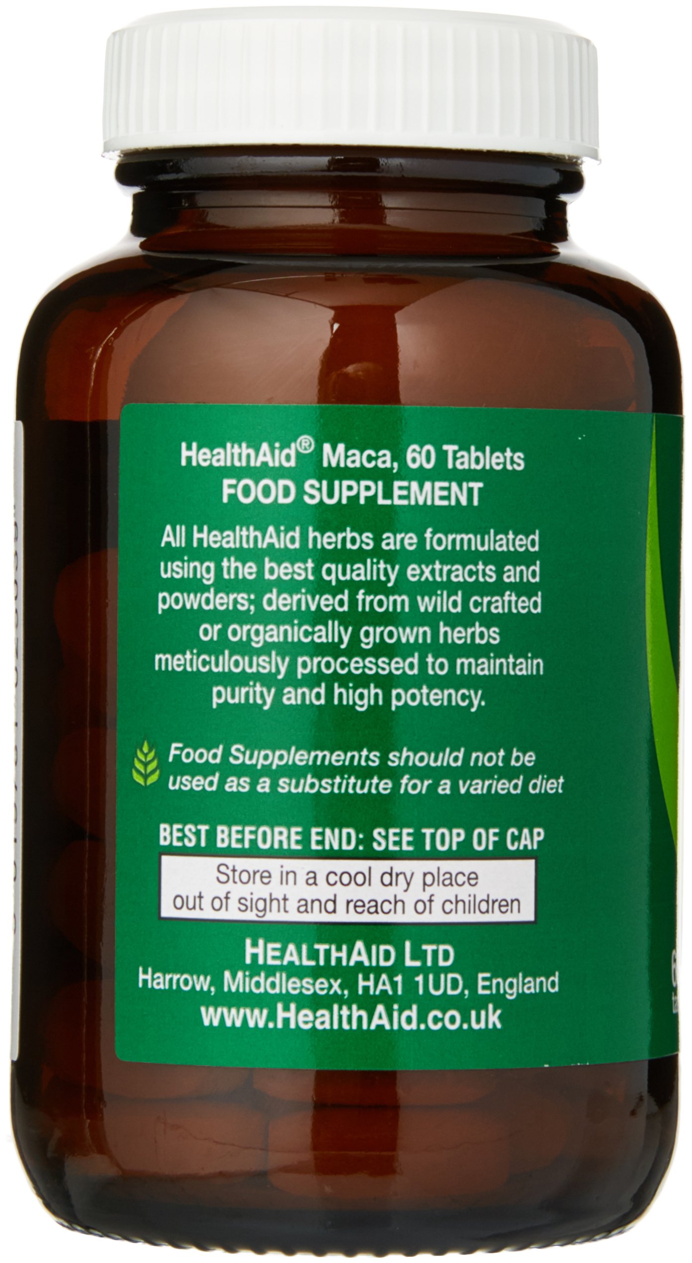 HealthAid Maca Root 500mg Supplement - 60 Tablets for Energy, Stamina & Hormonal Balance - Natural Peruvian Maca Powder Capsules for Men & Women - Boost Vitality & Endurance for Workouts & Daily Activities