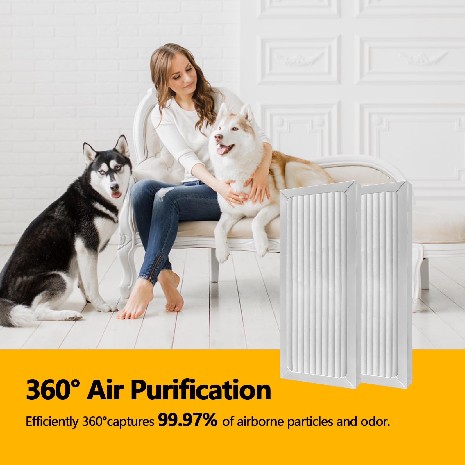 990051000 True HEPA Air Purifier Replacement Filter - Compatible with Hamilton Beach TrueAir 04383/04384/04385/04386 Compact Pet Air Purifiers - 2 HEPA Filters & 4 Activated Carbon Pre-Filters - Ideal for Pet Owners & Allergy Sufferers - Perfect for Bedrooms, Offices & Living Rooms