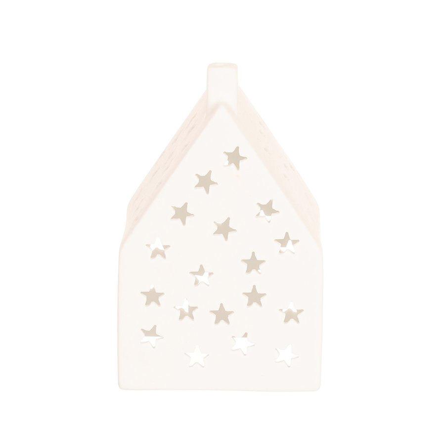 NANKAI TSUSHO Christmas Porcelain Candle Holder - Star House Design (180g) | Elegant Holiday Decor for Home, Table Centerpiece, Gift Idea