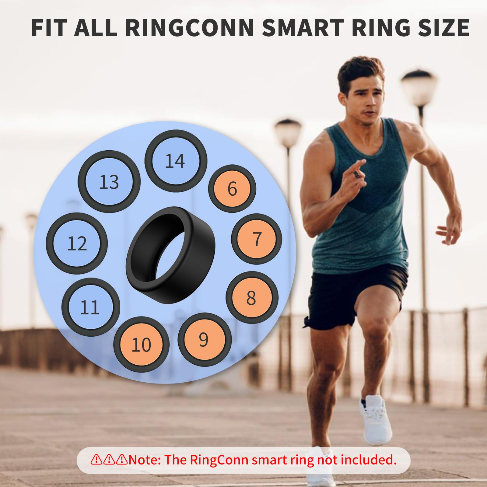 6-Pack Silicone Protective Covers for RingConn Smart Ring - Stretchable Ring Case for Workouts, Gym & Daily Wear - Compatible with Sizes 6-14 (US) - Perfect for Fitness Tracking, Sleep Monitoring & Active Lifestyle Protection