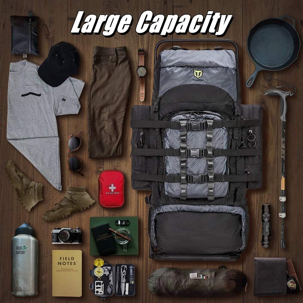 TIDEWE 5500cu Hunting Backpack with Adjustable Frame, Waterproof Rain Cover - Perfect for Bow, Rifle & Pistol Hunting Gear - Ideal for Outdoor Adventures, Camping & Tactical Missions