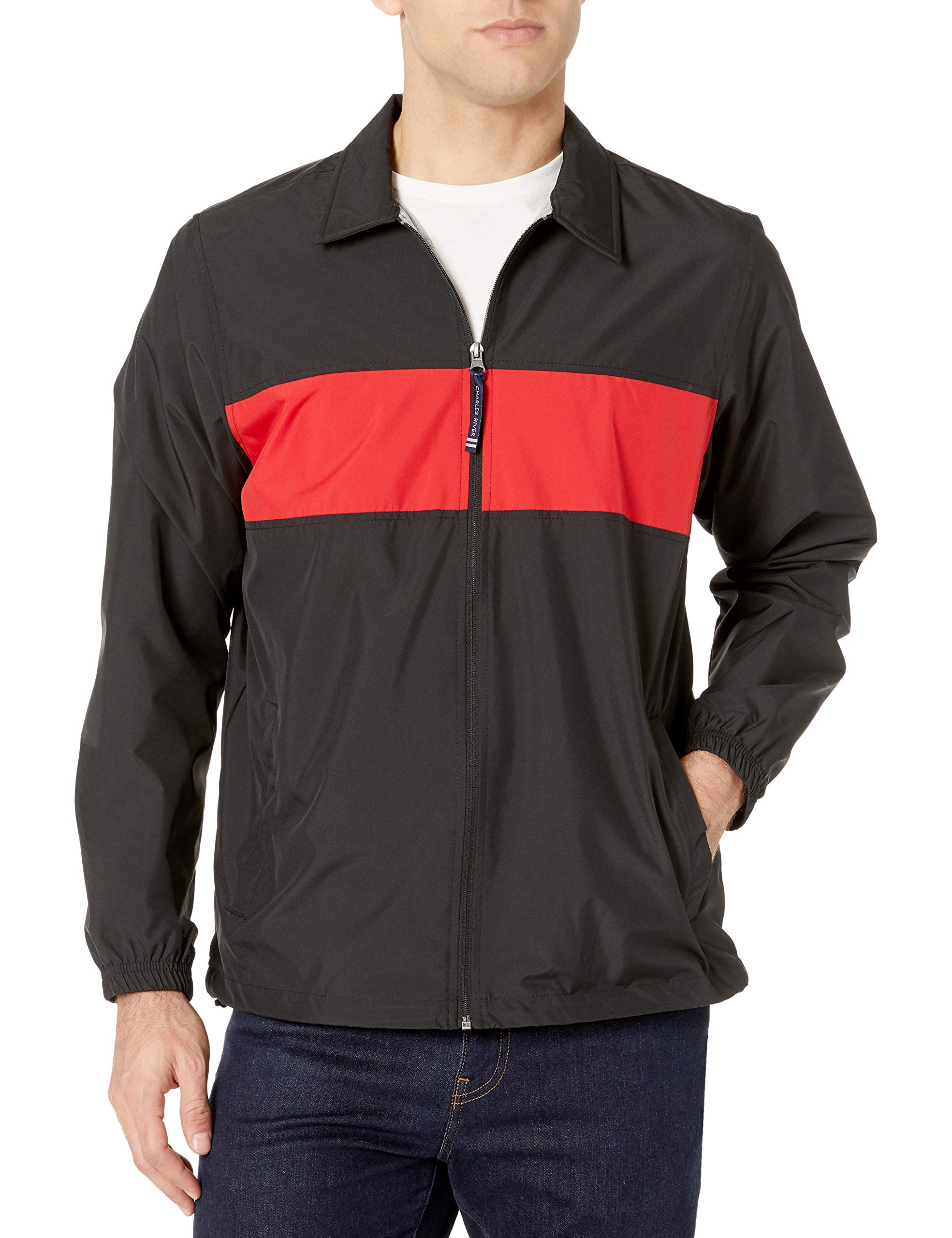 Charles River Apparel Men's & Women's Striped Sideline Jacket - Waterproof Windbreaker for Outdoor Sports & Casual Wear