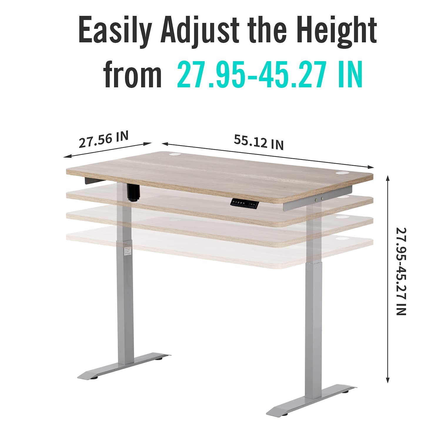 UNICOO Electric Standing Desk 55 x 27.6 Inches - Height Adjustable Sit Stand Desk with One Piece Tabletop, Ergonomic Home Office Desk (Antique Oak) for Work from Home & Study