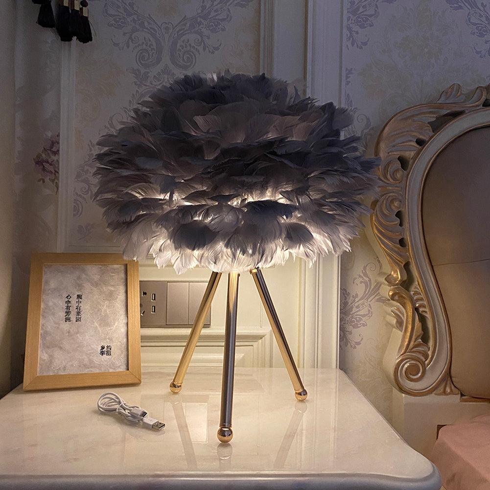Elegant Goose Feather Table Lamp - Soft Warm White Light for Bedroom, Living Room & Office Decor - Perfect for Relaxation & Cozy Ambience