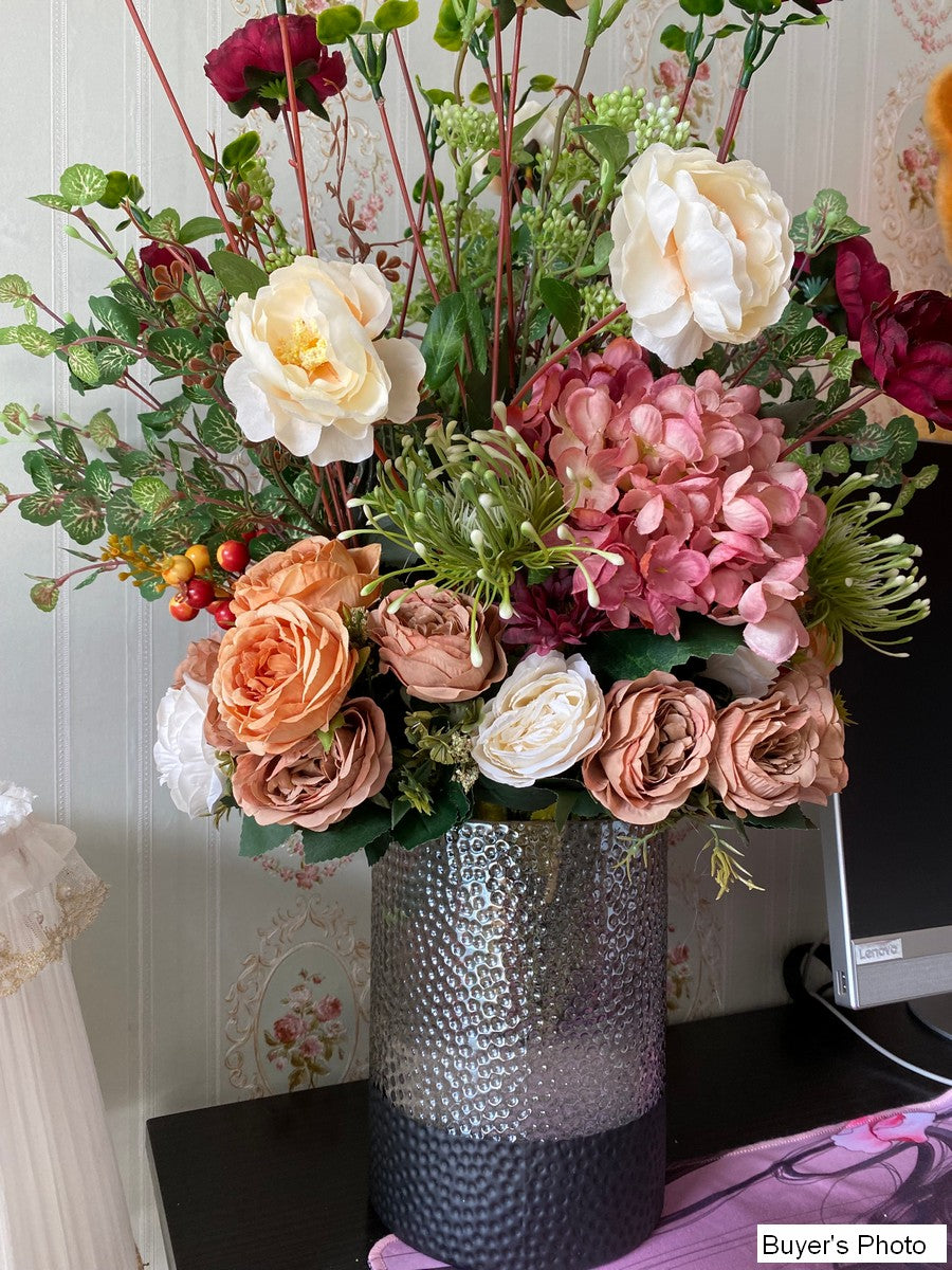 Creative Modern Artificial Floral Arrangement - Large Silk Flower Bouquet for Bedroom Decor, Table Centerpiece, Wedding & Home Interior Design | Faux Flowers for Living Room, Office, Dining Table Decoration