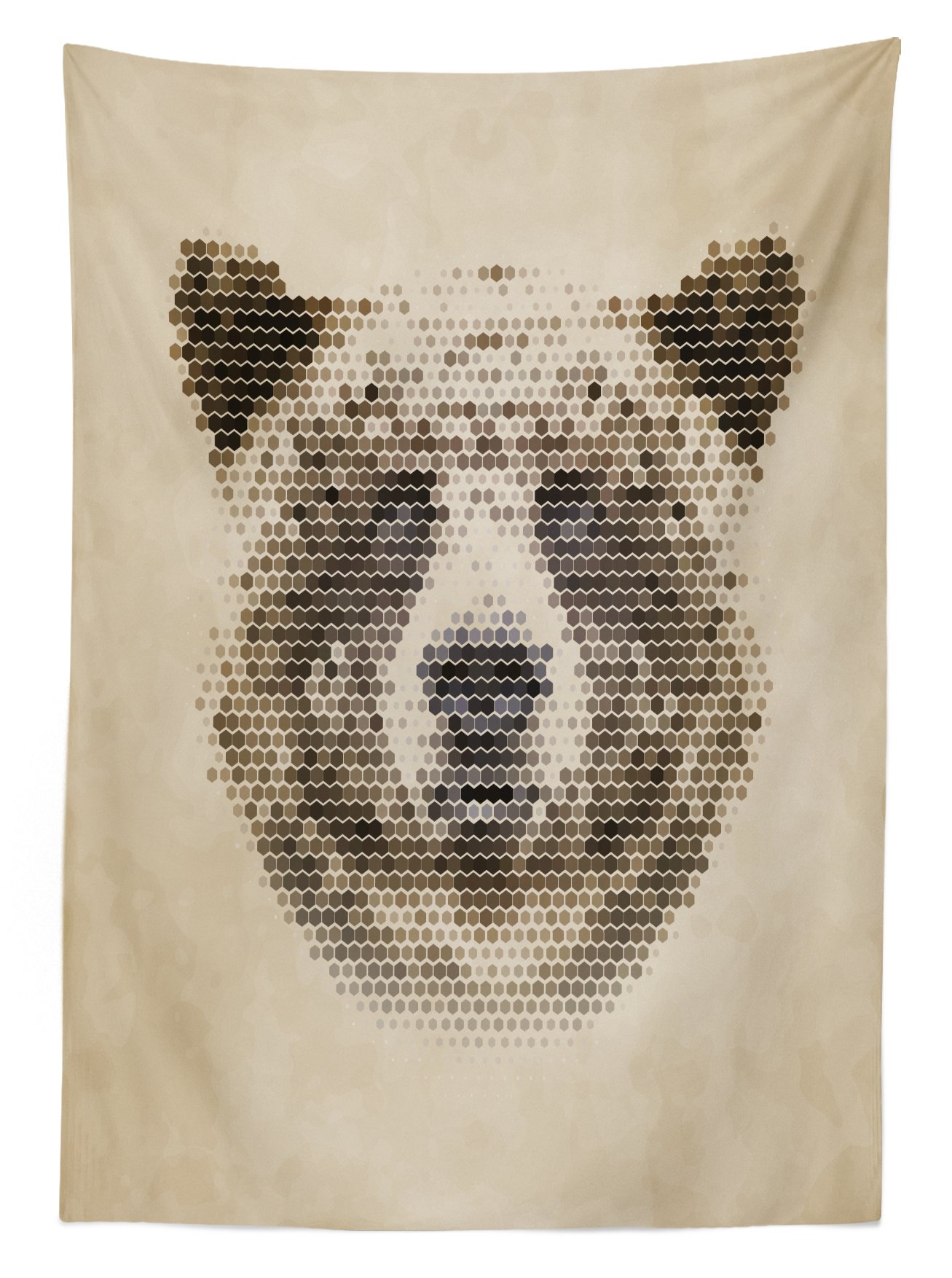 Ambesonne Vintage Bear Print Outdoor Tablecloth - Wild Animal Geometric Hexagon Dots Design, Washable Picnic Table Cover 58