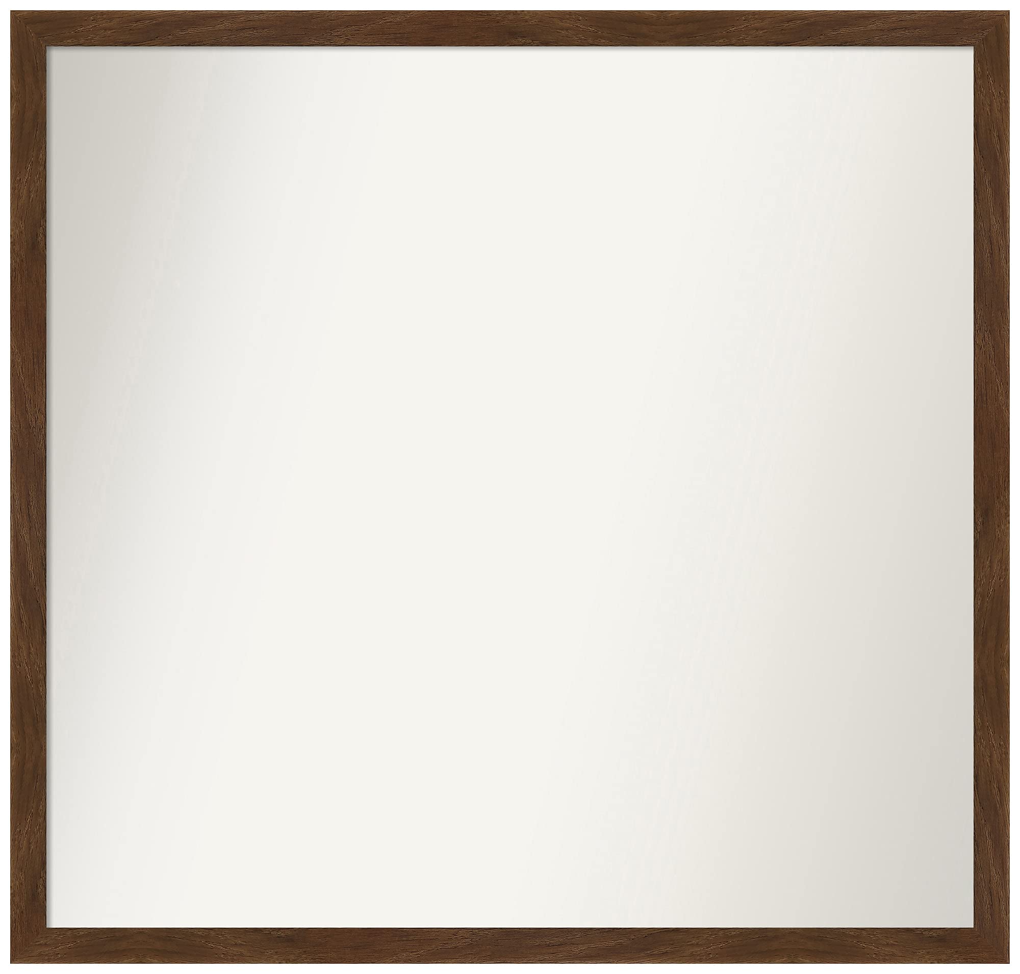 Amanti Art Non-Beveled Custom Wall Mirror 21x22 Inches, Carlisle Brown Narrow Frame - Bathroom, Living Room, Bedroom Decor - Various Sizes Available - Handcrafted Brown Wooden Mirror for Home & Office
