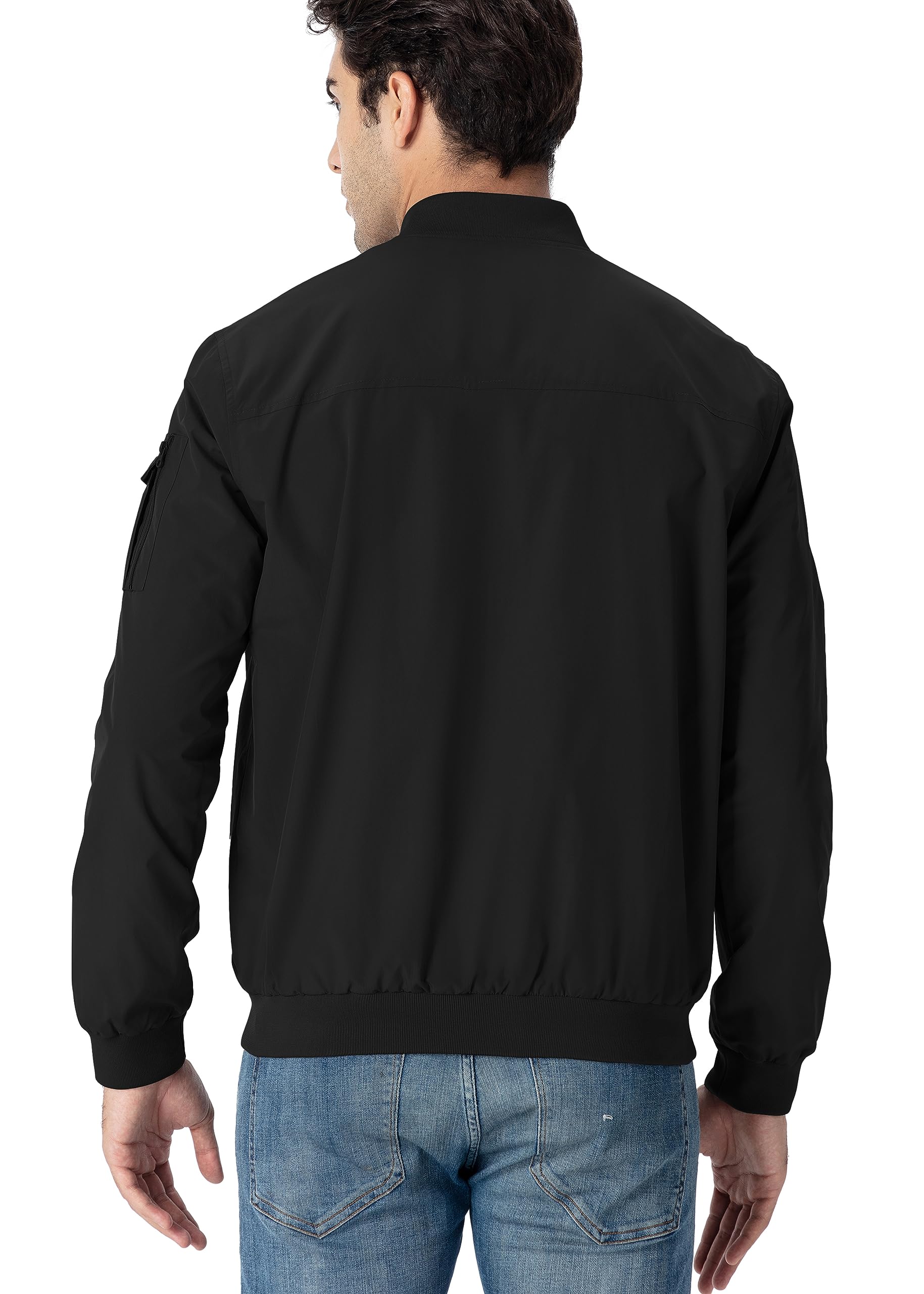 Rdruko Men's Lightweight Bomber Jacket - Baseball Style Windbreaker with Zip Pockets for Spring & Autumn | Casual Sports Coat, Military Inspired Outerwear for Smart Everyday Wear