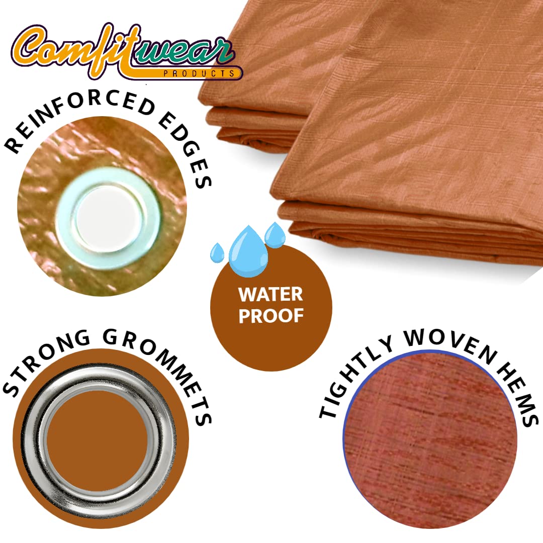 Heavy-Duty Waterproof 30' x 50' Brown Poly Tarpaulin with Reinforced Grommets - UV Resistant Multi-Purpose Tarp for Pool Cover, Boat, Camping, Canopy & Outdoor Protection - All-Weather Shelter Solution