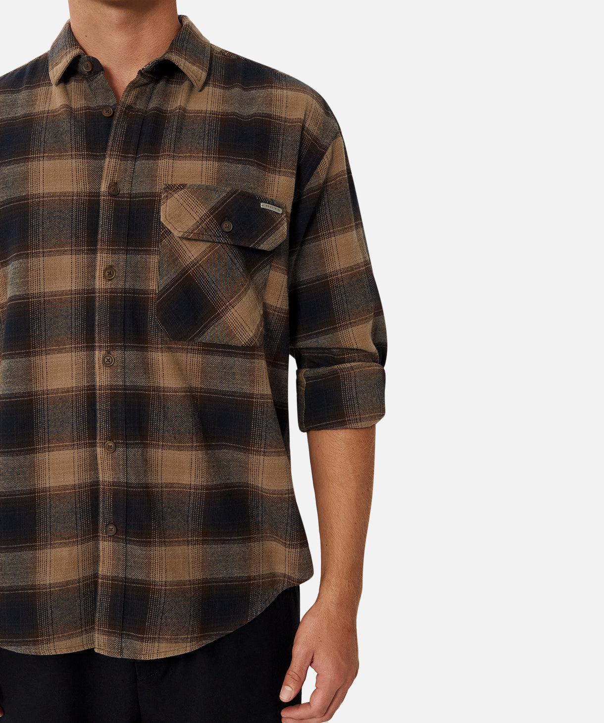 Kelso Long Sleeve Shirt in Brown Combo - Stylish Casual Wear for Men | Perfect for Outdoor Activities & Everyday Comfort