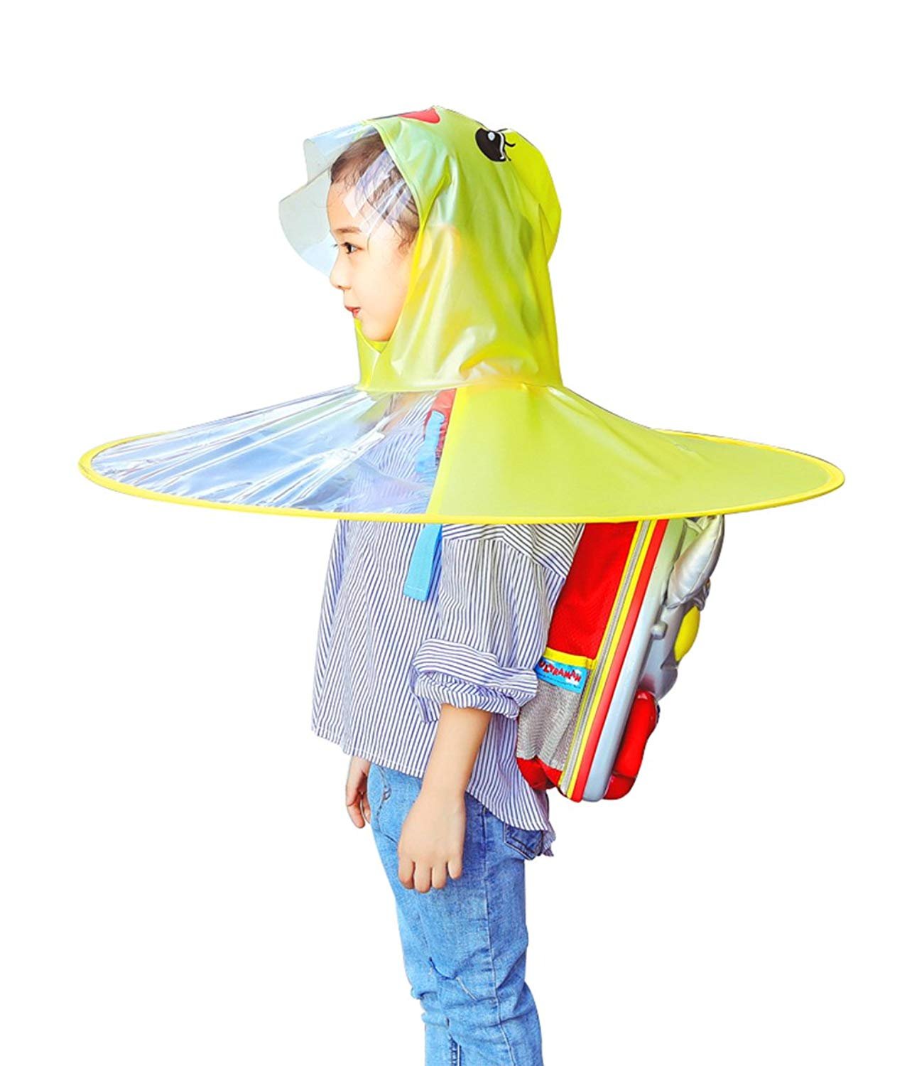 Waterproof Kids Raincoat with Umbrella Hat - Toddler Duck Rain Jacket for Boys & Girls (Yellow) | Outdoor Play, Rainy Day Protection, School Commute
