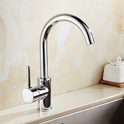 OMOONS Commercial Grade Rotating Copper Kitchen Sink Faucet - Tall Farmhouse Bar Water Tap with Single Handle Mixer (Chrome Finish) - Perfect for Restaurants, Bars & Modern Farmhouse Kitchens