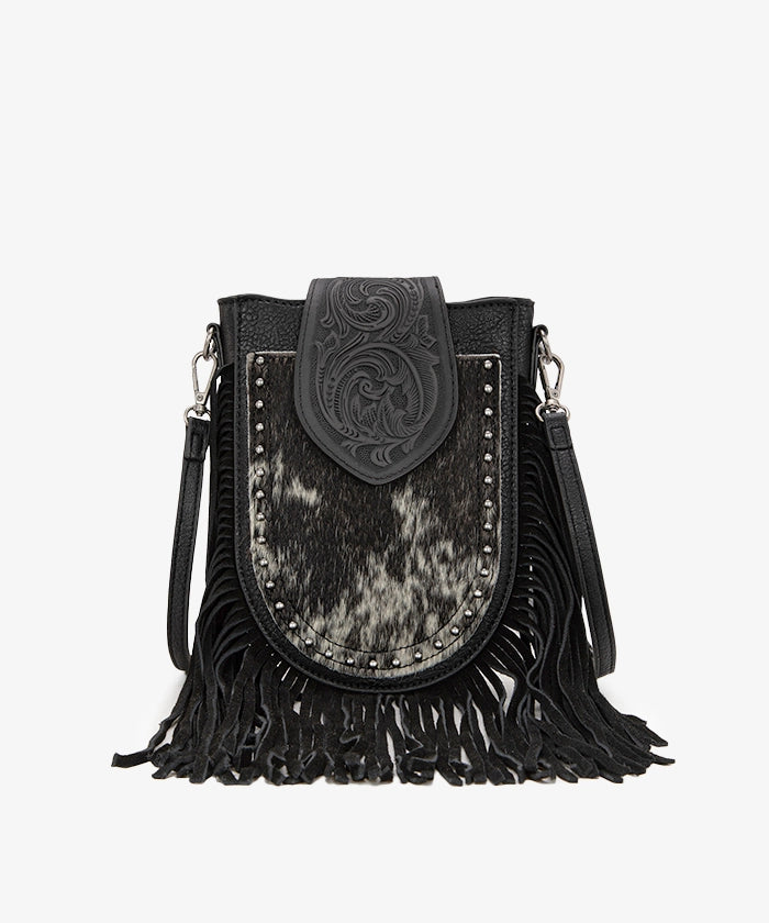 Trinity Ranch Genuine Hair-On Cowhide Fringe Crossbody Bag - Stylish Western Leather Purse for Women, Perfect for Country Concerts, Rodeos & Everyday Use