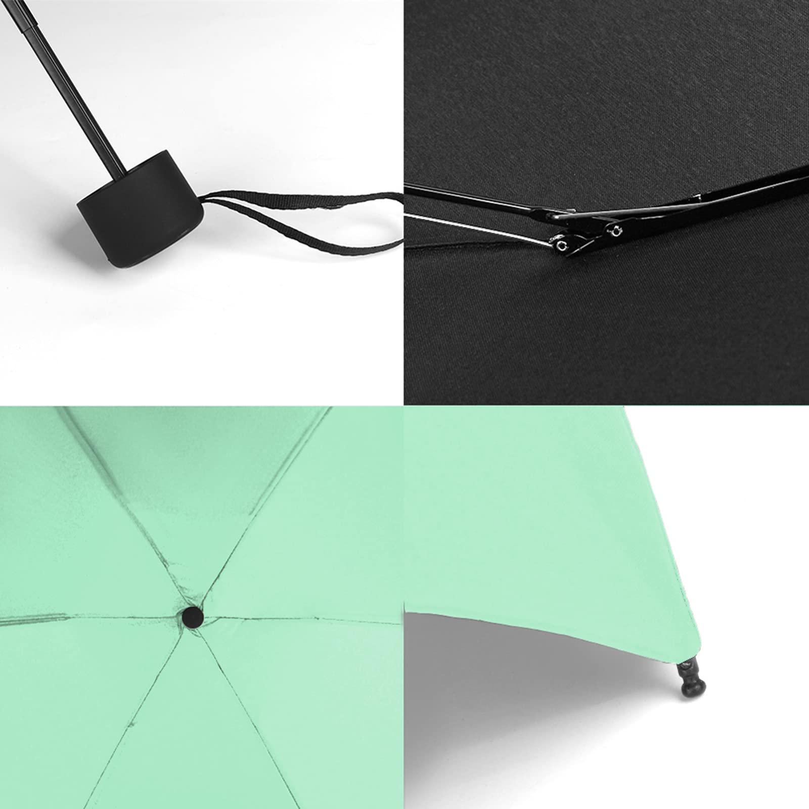 GAOYAING Compact Travel Umbrella with UV Protection - 39 Inch Lightweight Folding Umbrella (8.7 oz) - Portable Mini Manual Umbrella in Mint Green - Perfect for Travel, Commuting & Outdoor Activities