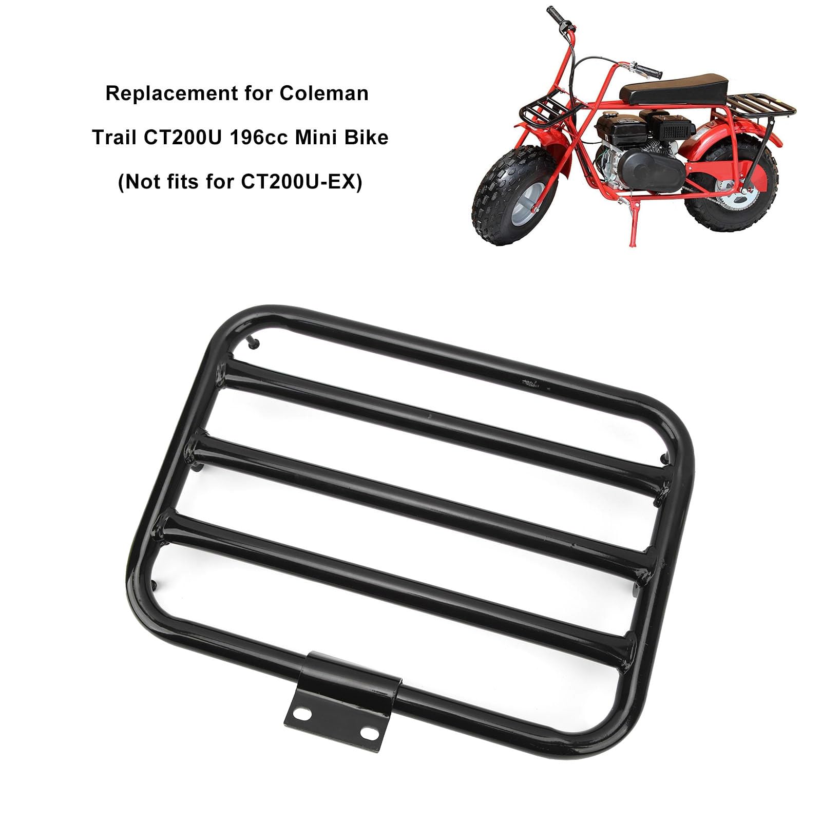 405x295mm Mini Bike Rear Rack - Steel Alloy Rear Seat Luggage Carrier for Coleman Trail CT200U 196cc | Durable Cargo Rack Bracket Replacement for Mini Bikes, Perfect for Camping, Hunting & Outdoor Adventures