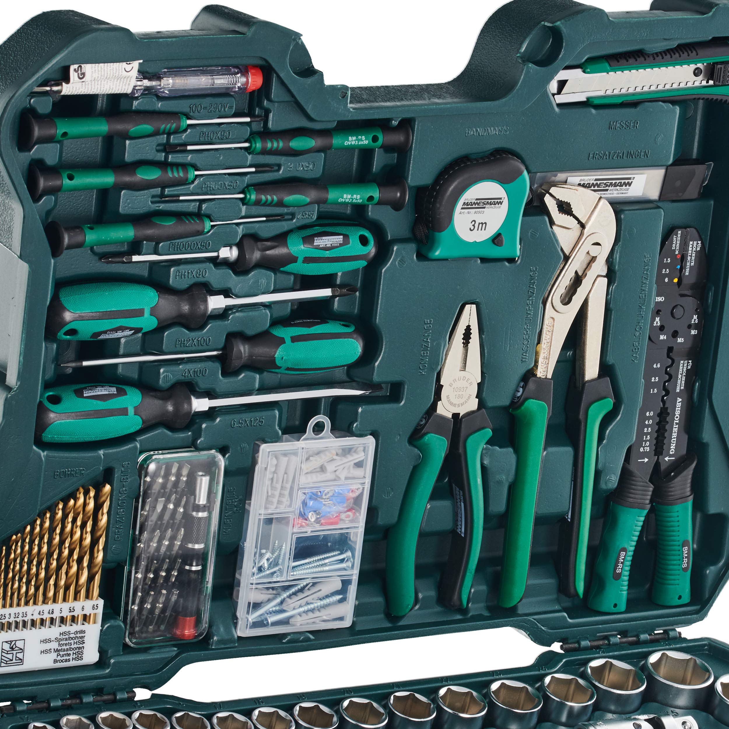 Brder Mannesmann 303-Piece Tool Set - Complete Home & Auto Repair Kit for DIY Projects, Maintenance, and Emergency Fixes