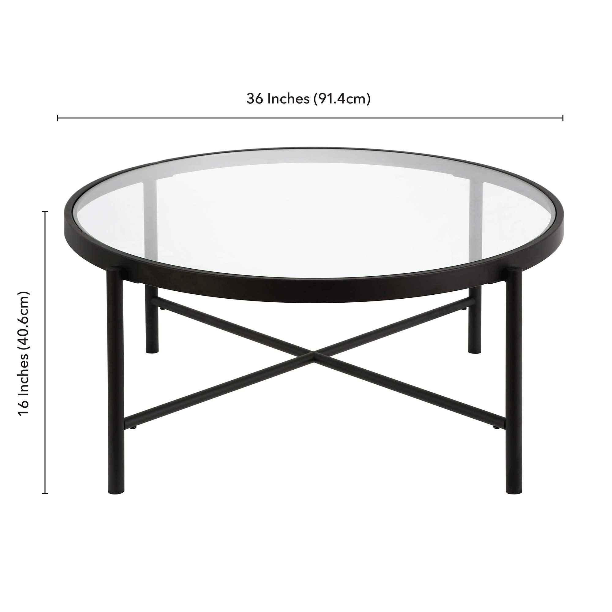 Duxbury 36 Inch Wide Round Coffee Table in Blackened Bronze Finish - Perfect for Living Room, Lounge & Modern Home Decor