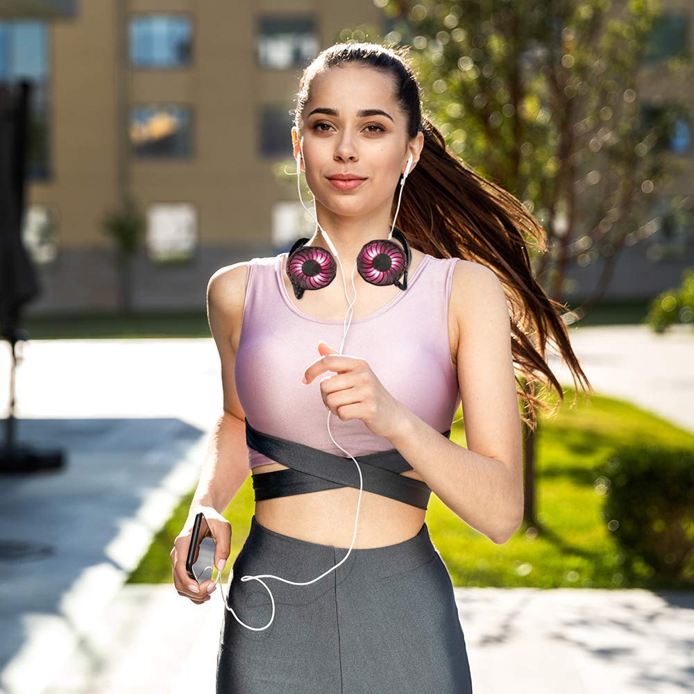 ArtCreativity Hands-Free Light-Up Neck Fan - Portable Battery-Operated Personal Cooling Fan with LED Effects for Kids & Adults - Perfect for Outdoor Sports, Travel, Summer Heat Relief - Great Birthday/Holiday Gift