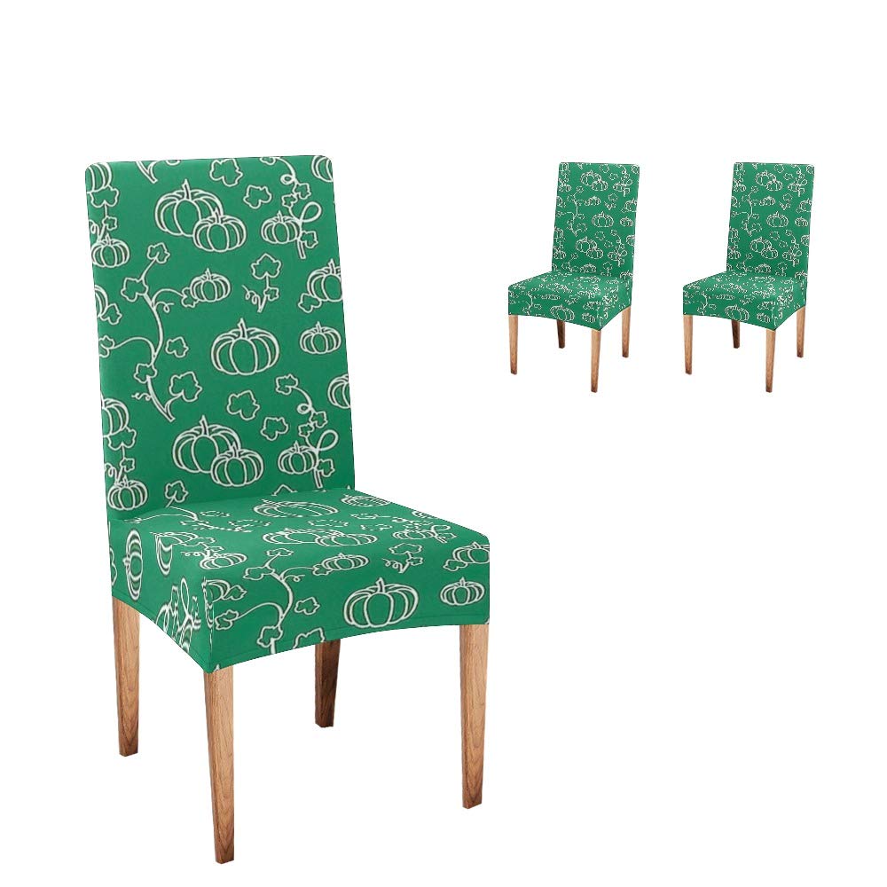 Premium Dining Chair Covers Set of 6 - Soft Stretchable Slipcovers for Thanksgiving & Party Decor - Pumpkin Print Seat Protectors for Home, Restaurant & Holiday Gatherings