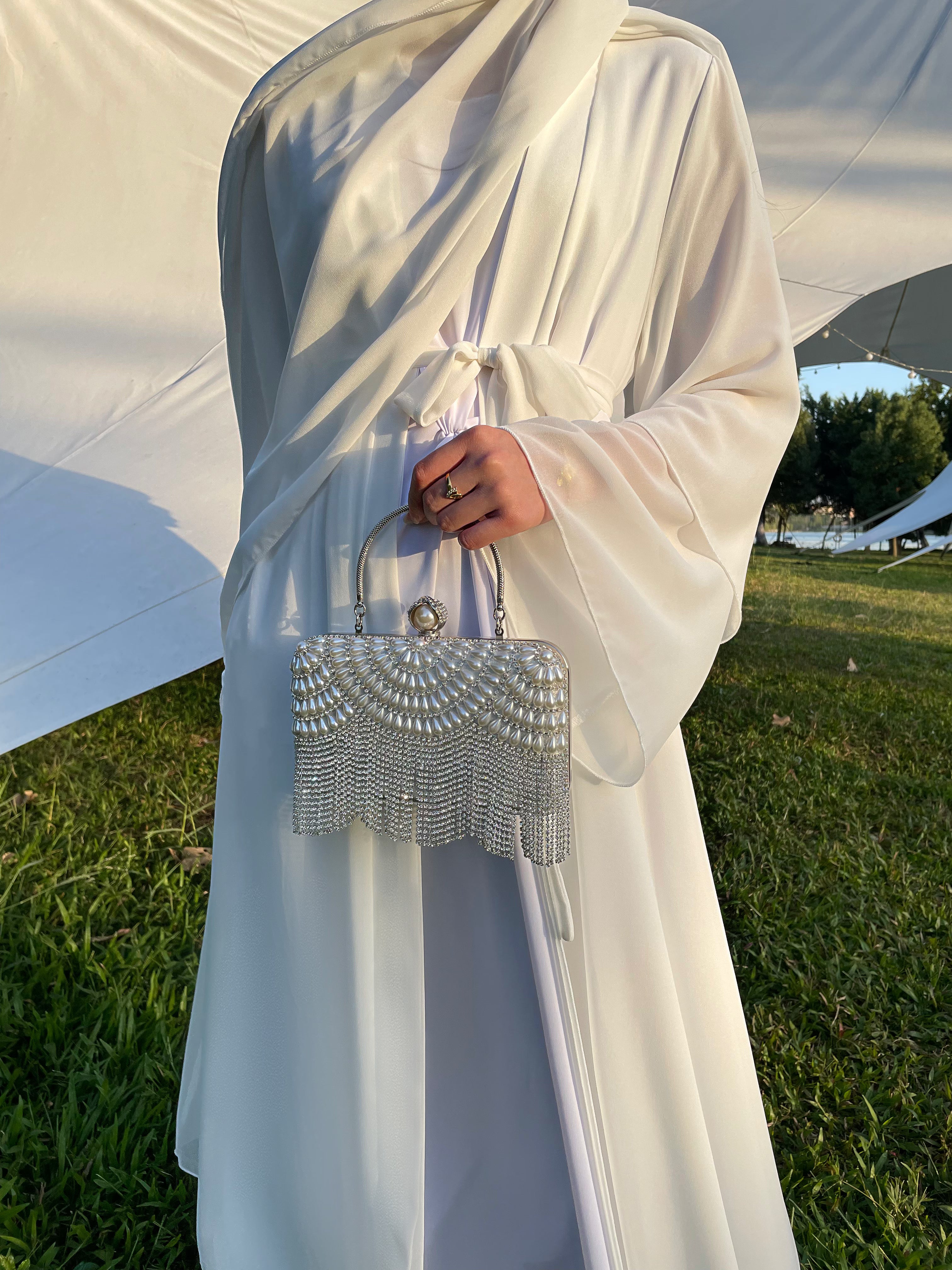 Elegant 3-Piece Chiffon Cardigan Open Abaya Set - Muslim Women's Long Dress for Prayer & Special Occasions | Modest Fashion Outfit for Hijab Wearers