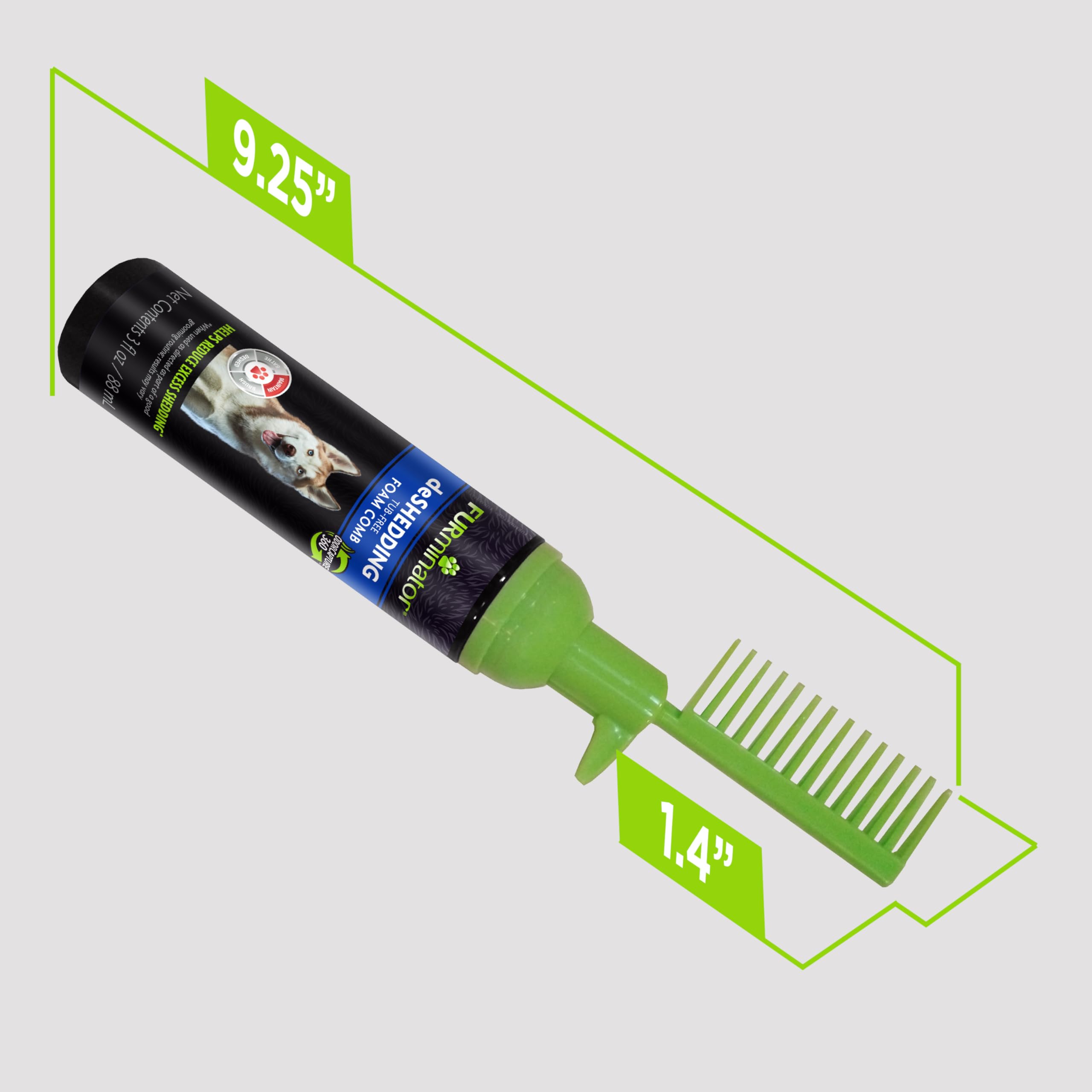 FURminator Tub-Free Deshedding Foam Comb for Dogs - 3 oz Grooming Brush Reduces Shedding, Freshens Coat & Eliminates Odors Without Rinsing - Perfect for Bath Time, Travel & Quick Grooming Sessions