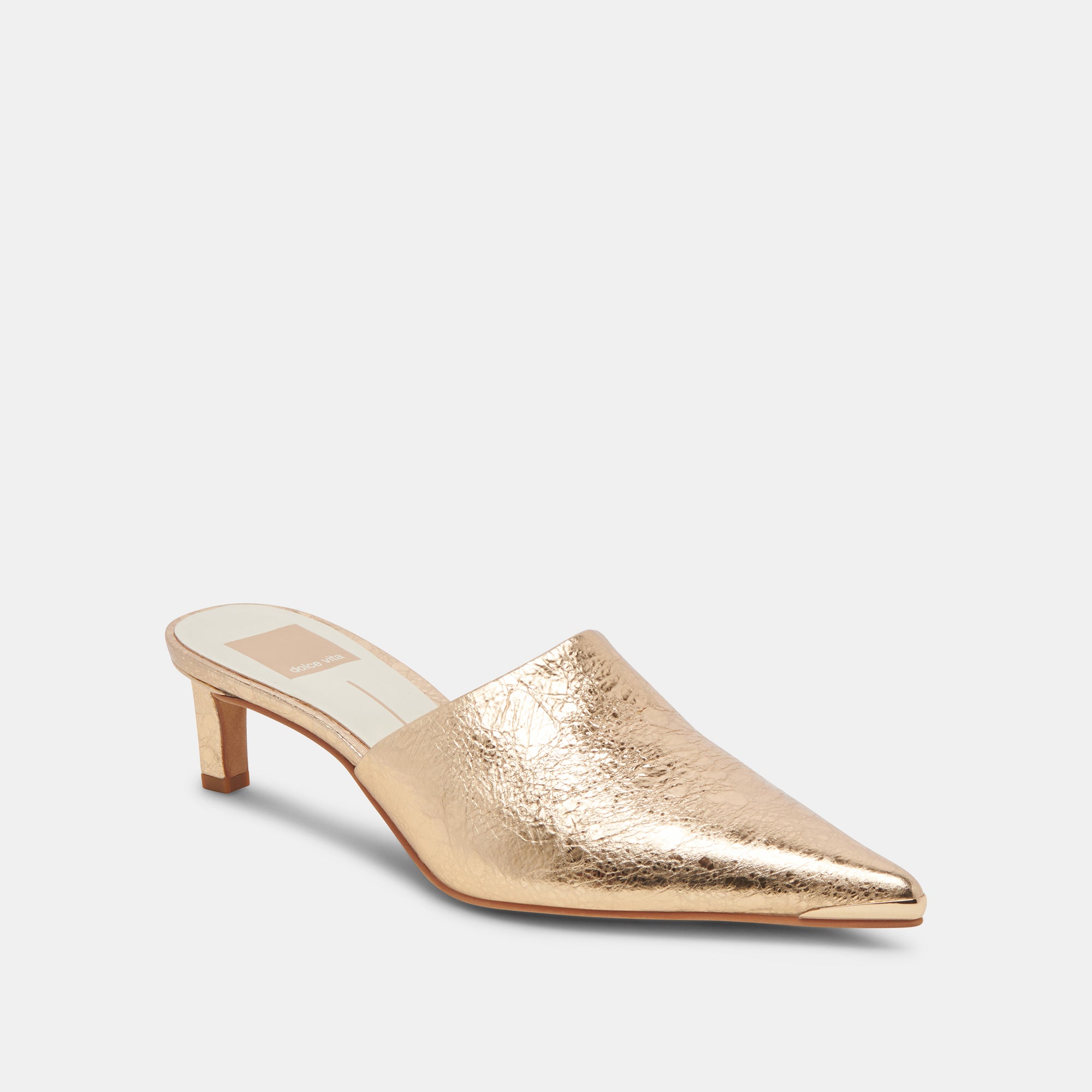 LEXY Women's Gold Distressed Leather Heels - Stylish High Heel Pumps for Parties, Weddings & Evening Events