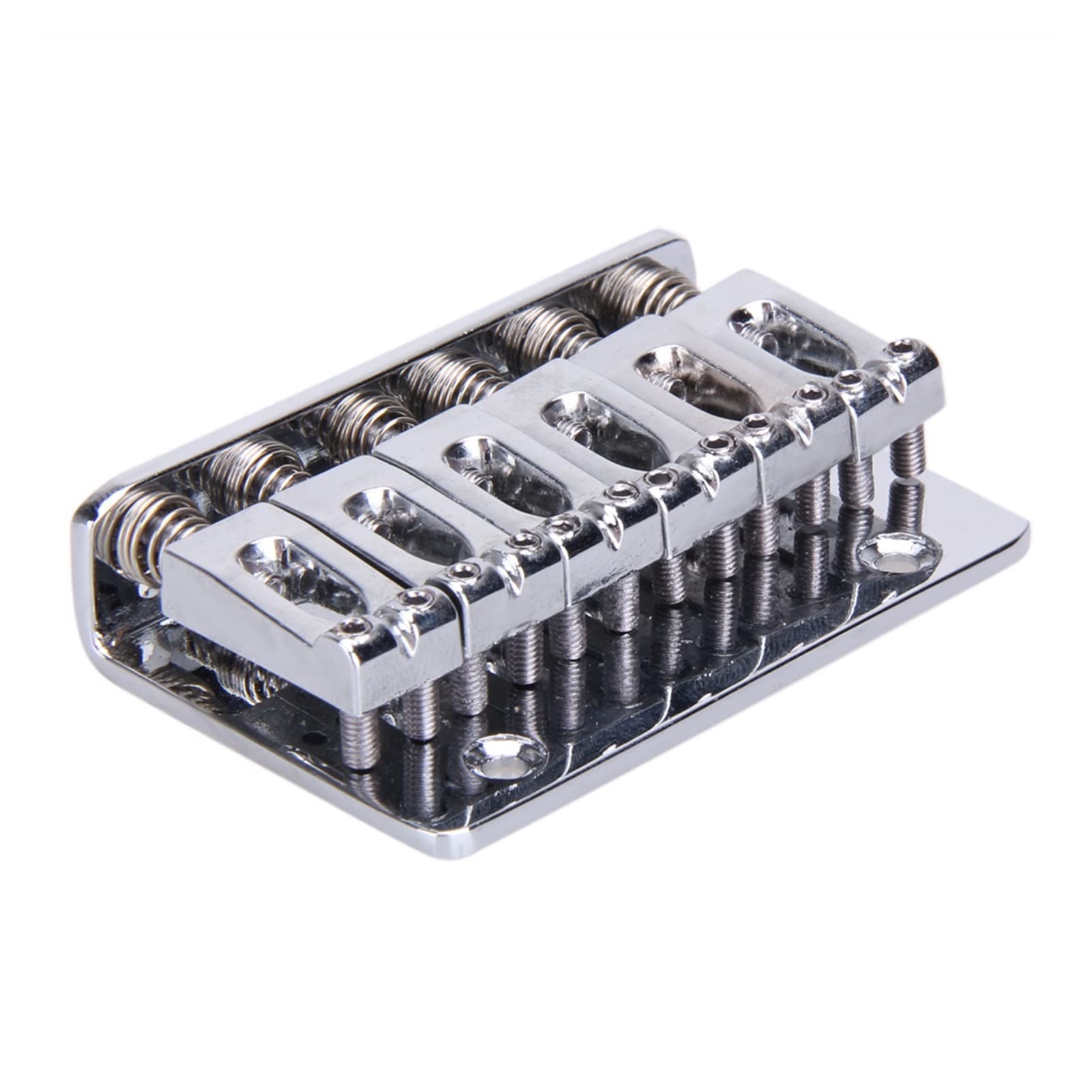 6 Saddle Hardtail Bridge for Electric Guitar - Top Load Fixed Metal Tailpiece (Silver) | Perfect for Replacement & DIY Guitar Upgrades | Ideal for Rock, Blues & Metal Players