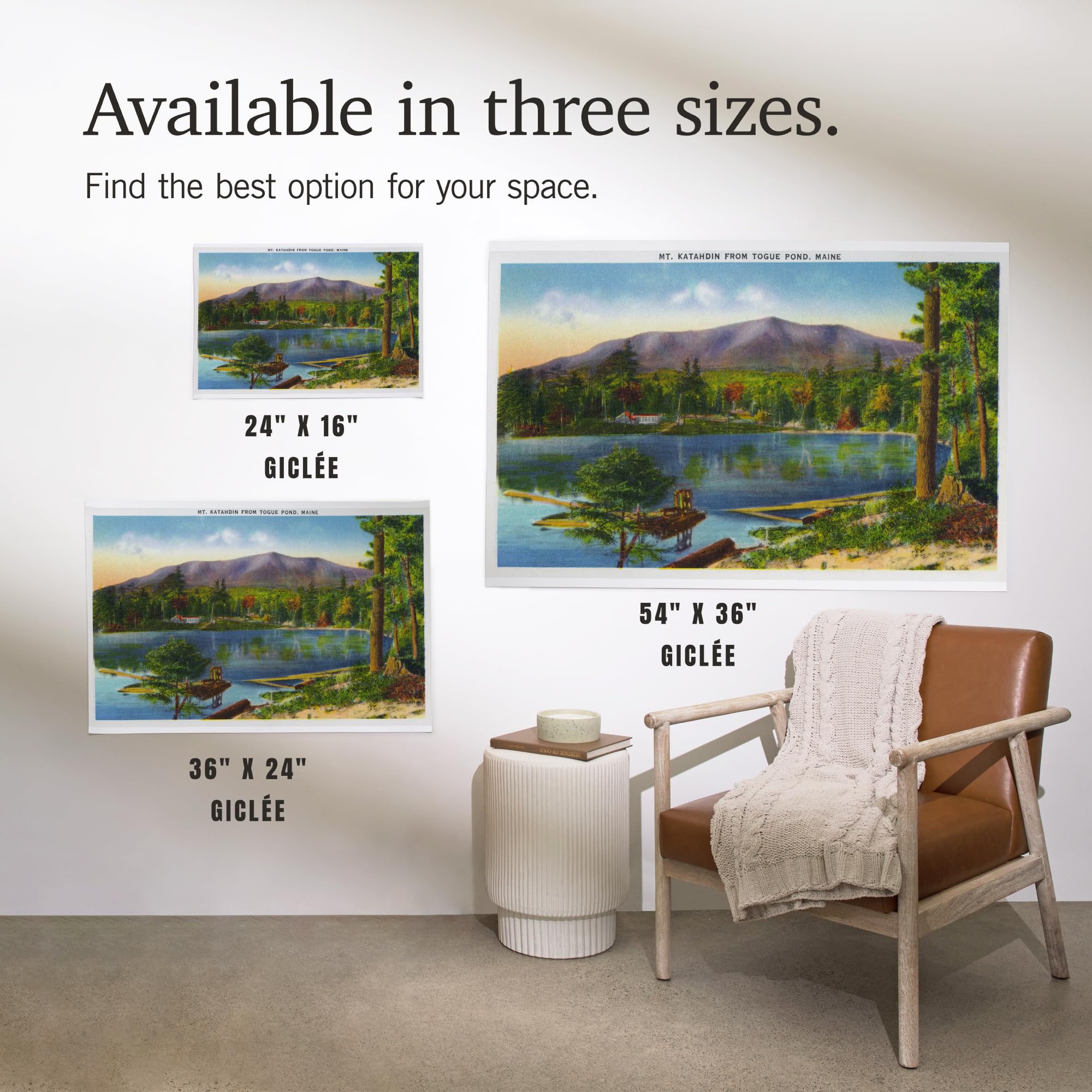 Lantern Press 16x24 Inch Giclee Print - Stunning Togue Pond View of Mount Katahdin, Maine | Premium Wall Art for Living Room, Bedroom & Office Decor