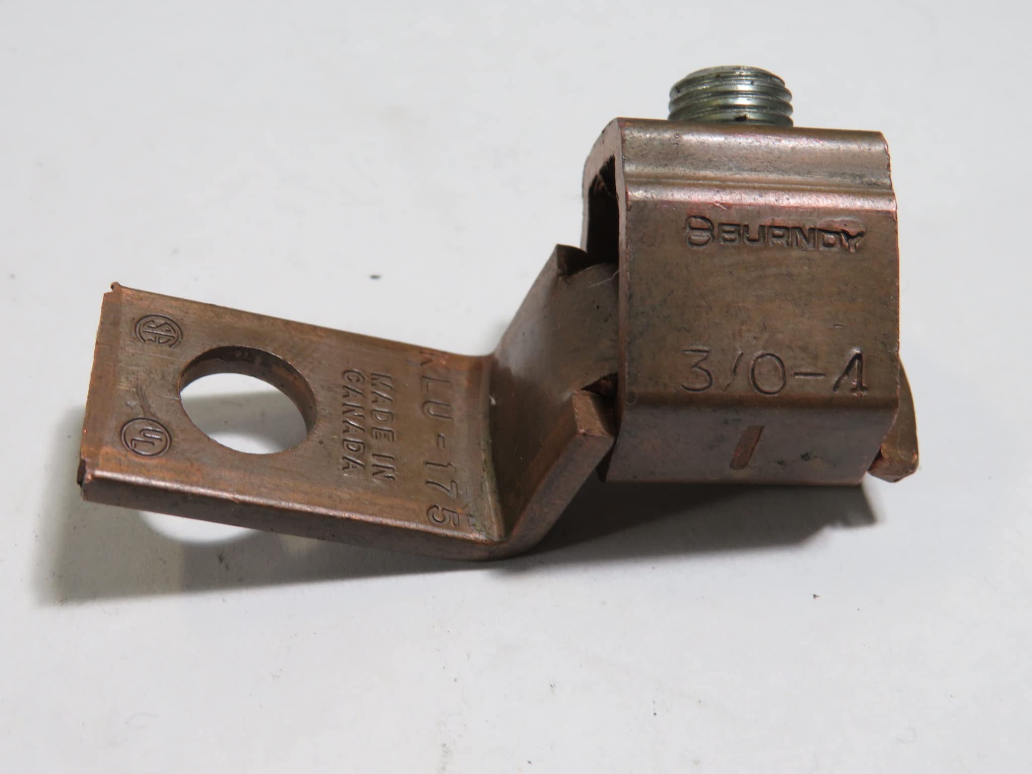 BURNDY KLU175 3/8 Inch Stud Hex Socket Connector for 4 STR - 3/0 STR Copper Wire - Electrical Wiring, Panel Connections & Industrial Applications