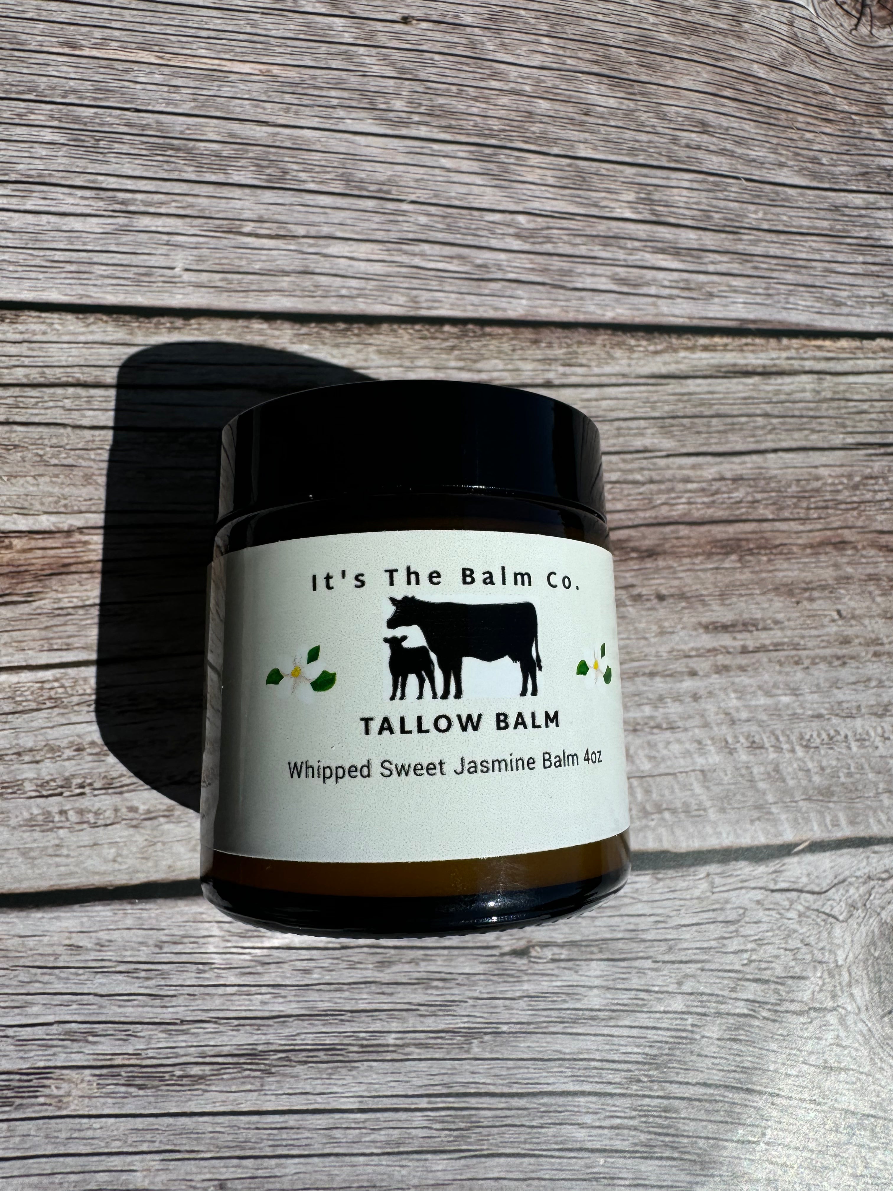 4oz Whipped Sweet Jasmine Tallow Balm - Organic Moisturizing Skin Care for Dry Hands, Face & Body - Perfect for Winter Hydration & Sensitive Skin Relief