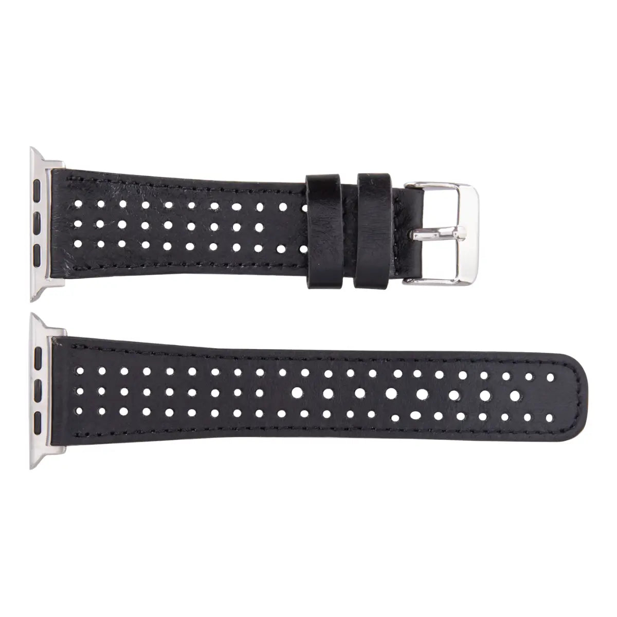 Premium Black Perforated Leather Apple Watch Band - Sporty & Breathable Strap for Workouts, Running & Everyday Wear