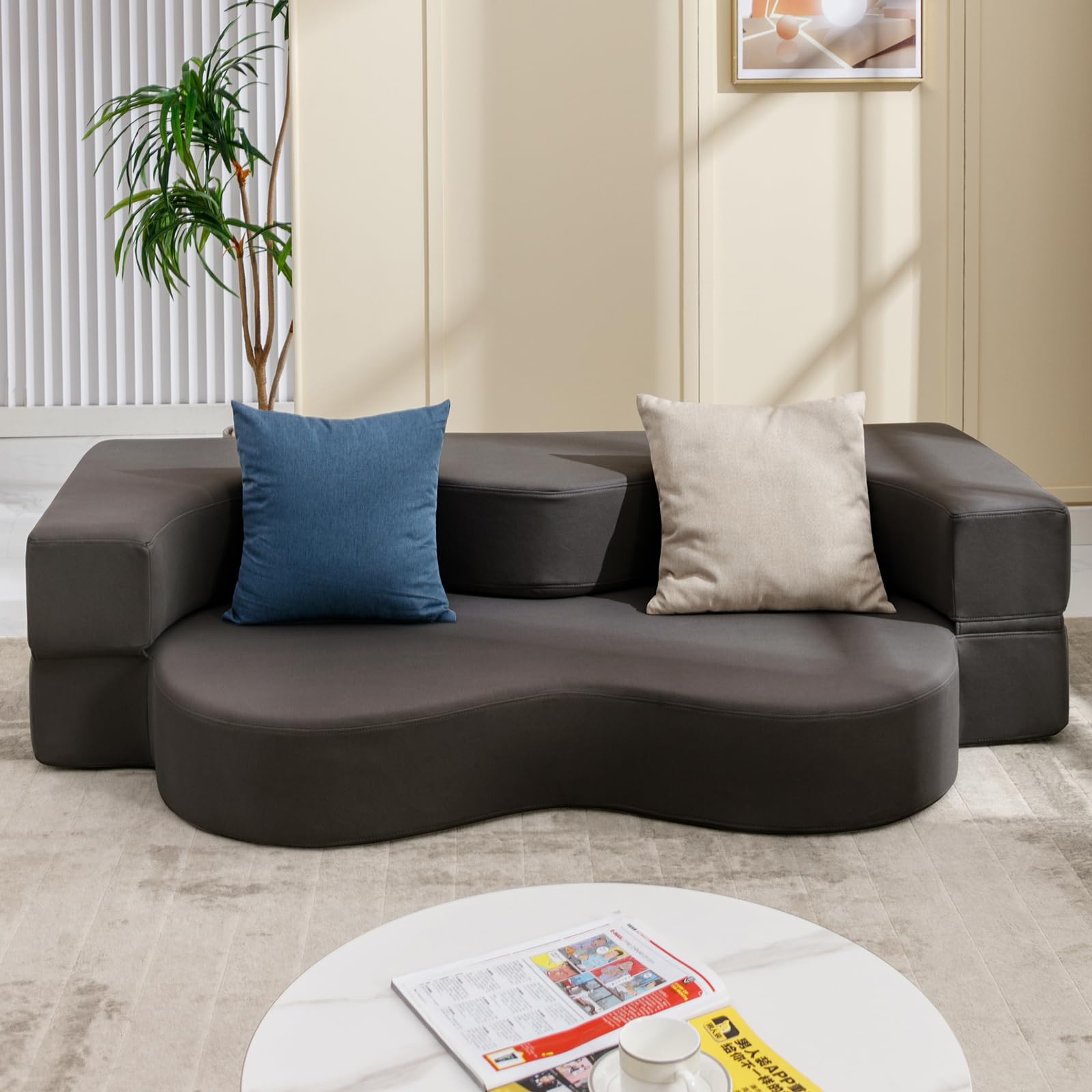 Full Size Floor Sofa Bed - Foldable Futon with Memory Foam for Small Spaces | Living Room & Guest Bed