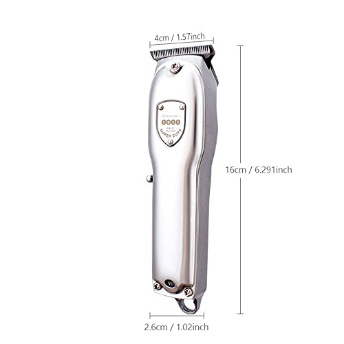 Professional Rechargeable Electric Hair Clipper & Beard Trimmer for Men - Low Noise Hair Cutting Machine with P93140-Silver-Box - Perfect for Home Barbering, DIY Haircuts & Grooming